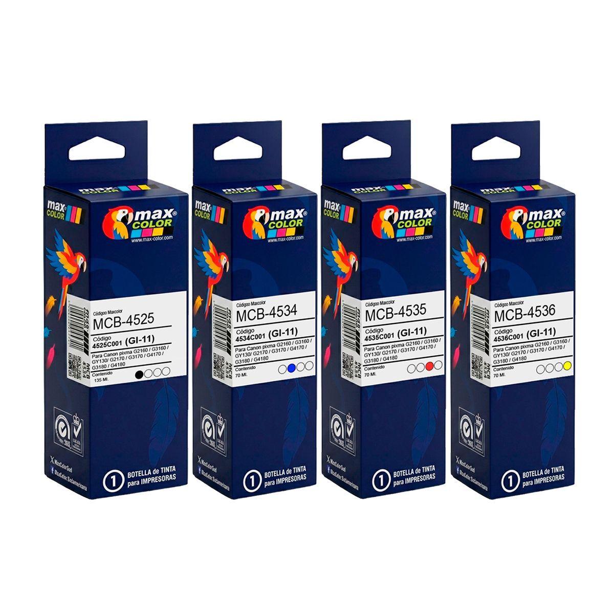 Pack 4 Tintas GI 11 Alternativas Compatible G3160 G2160 G4170-0