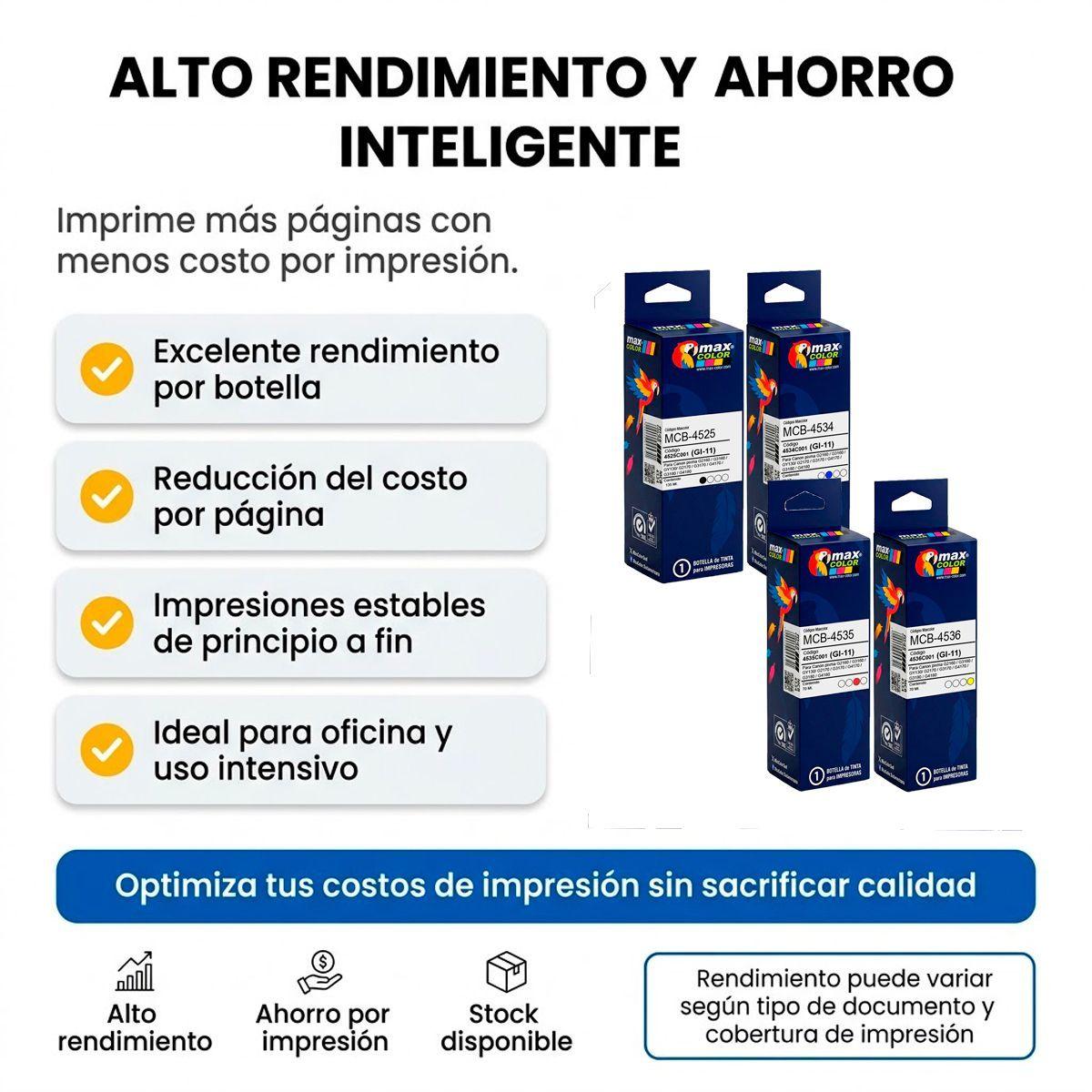 Pack 4 Tintas GI 11 Alternativas Compatible G3160 G2160 G4170-2