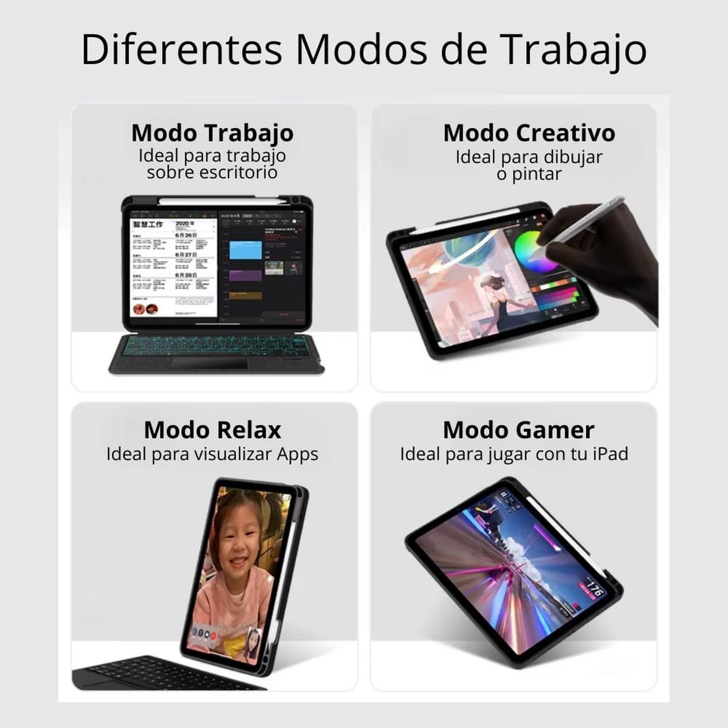 Funda Keyboard Touchpad Para iPad 10.2 7/8/9 Retroiluminado-5