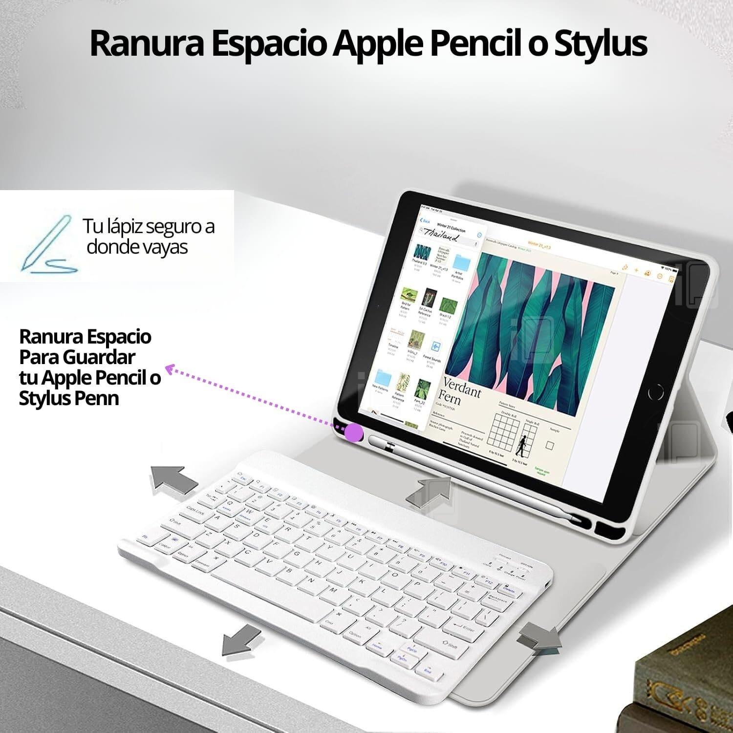 Funda Teclado Español Para iPad 9 (10.2) Con Ranura Lápiz-1