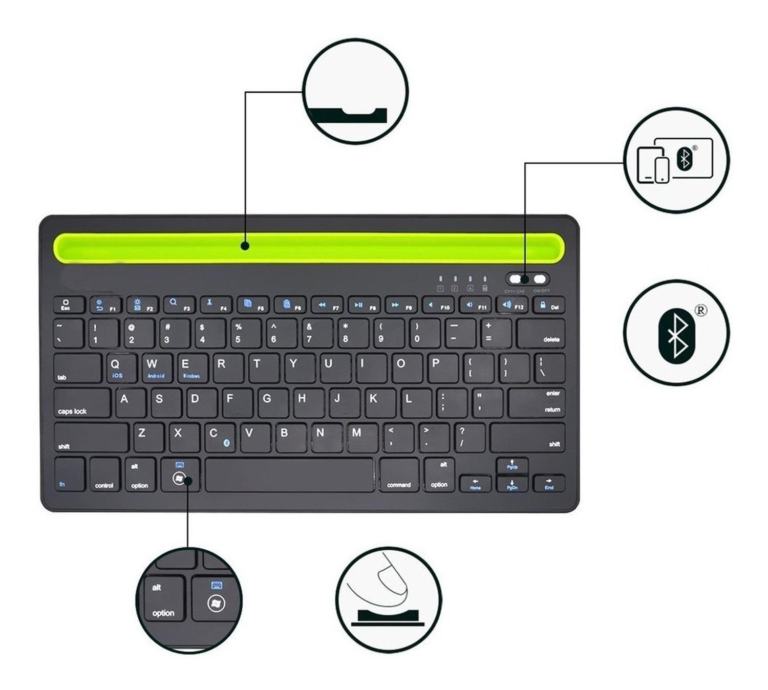 Teclado Bluetooth Doble Conexión Español Ranura Tablet/Cel-2