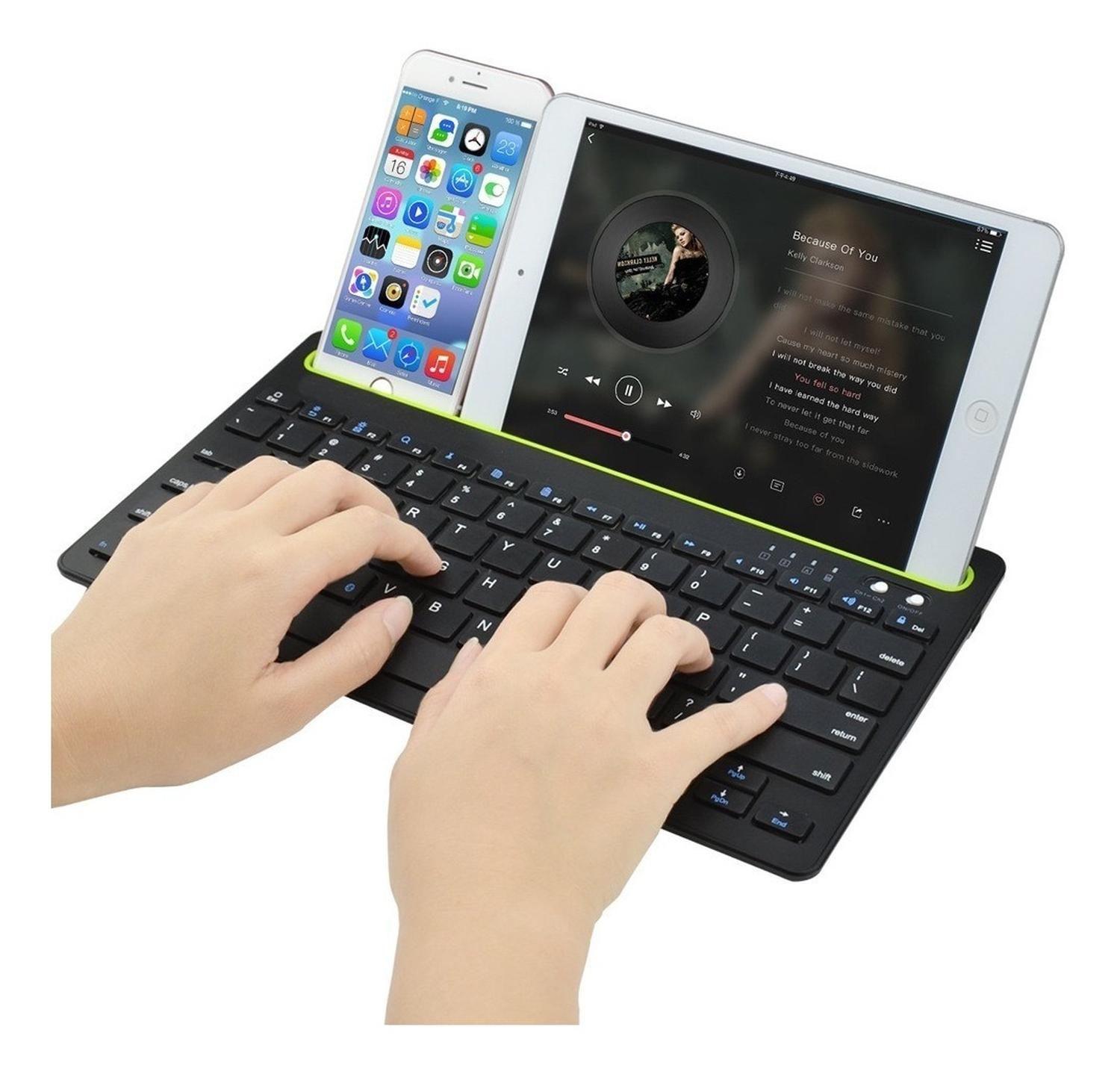 Teclado Bluetooth Doble Conexión Español Ranura Tablet/Cel-3