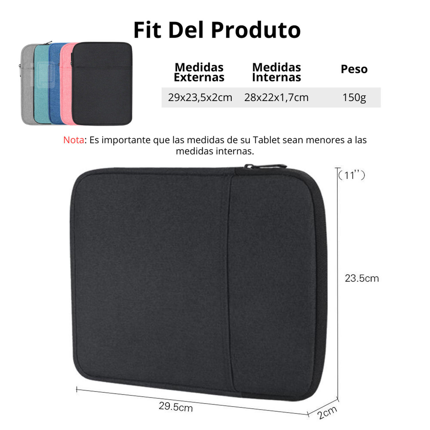 Funda Para Tablet 11 Pulgadas Microfibra Repelente Al Agua-6