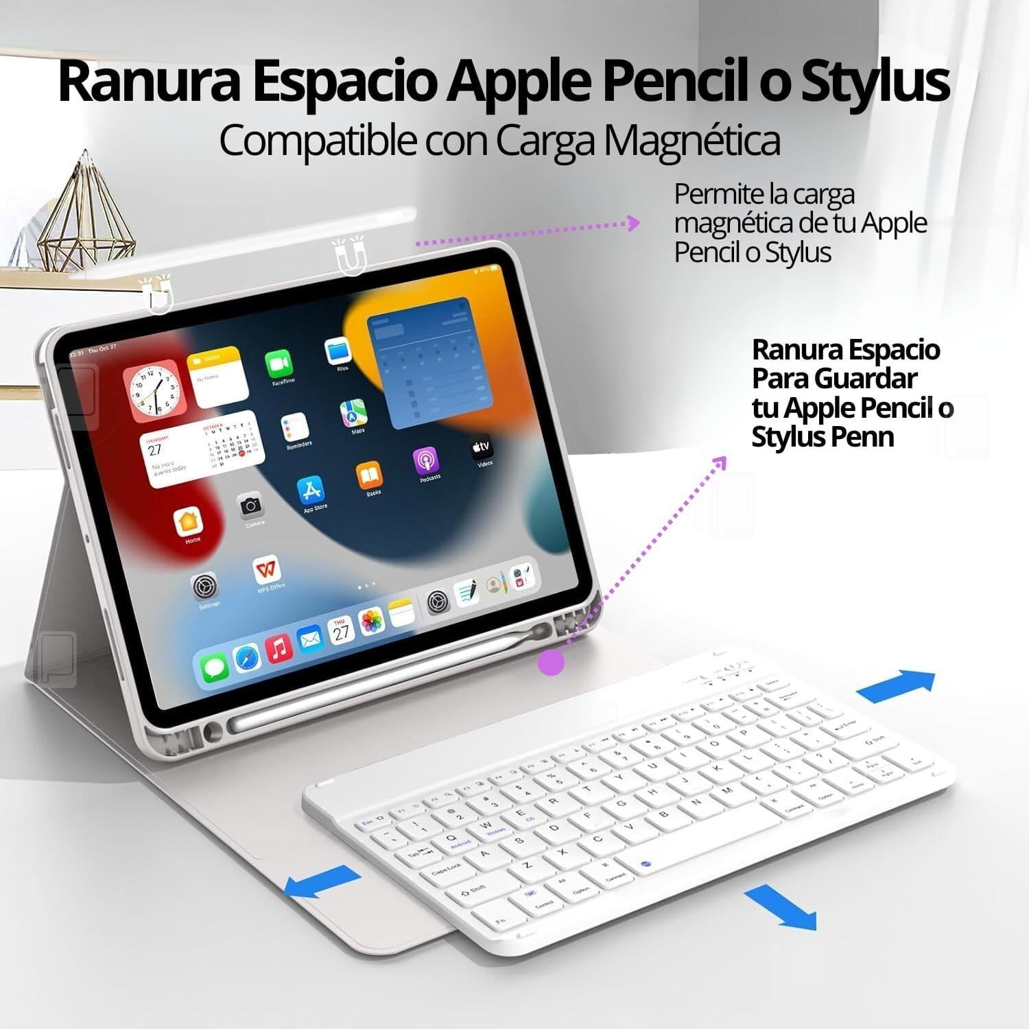 Funda Teclado Para iPad Air 10.9 (4 y 5) Ranura Lápiz Carga-4