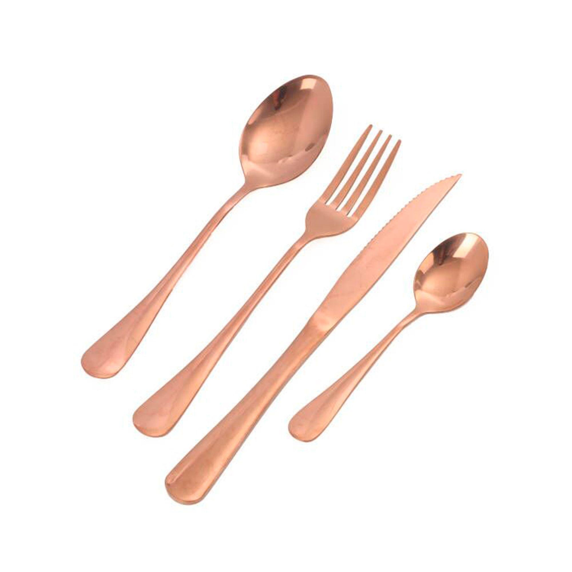 cubiertos 24 piezas Acero inoxidable Color Cobre-1