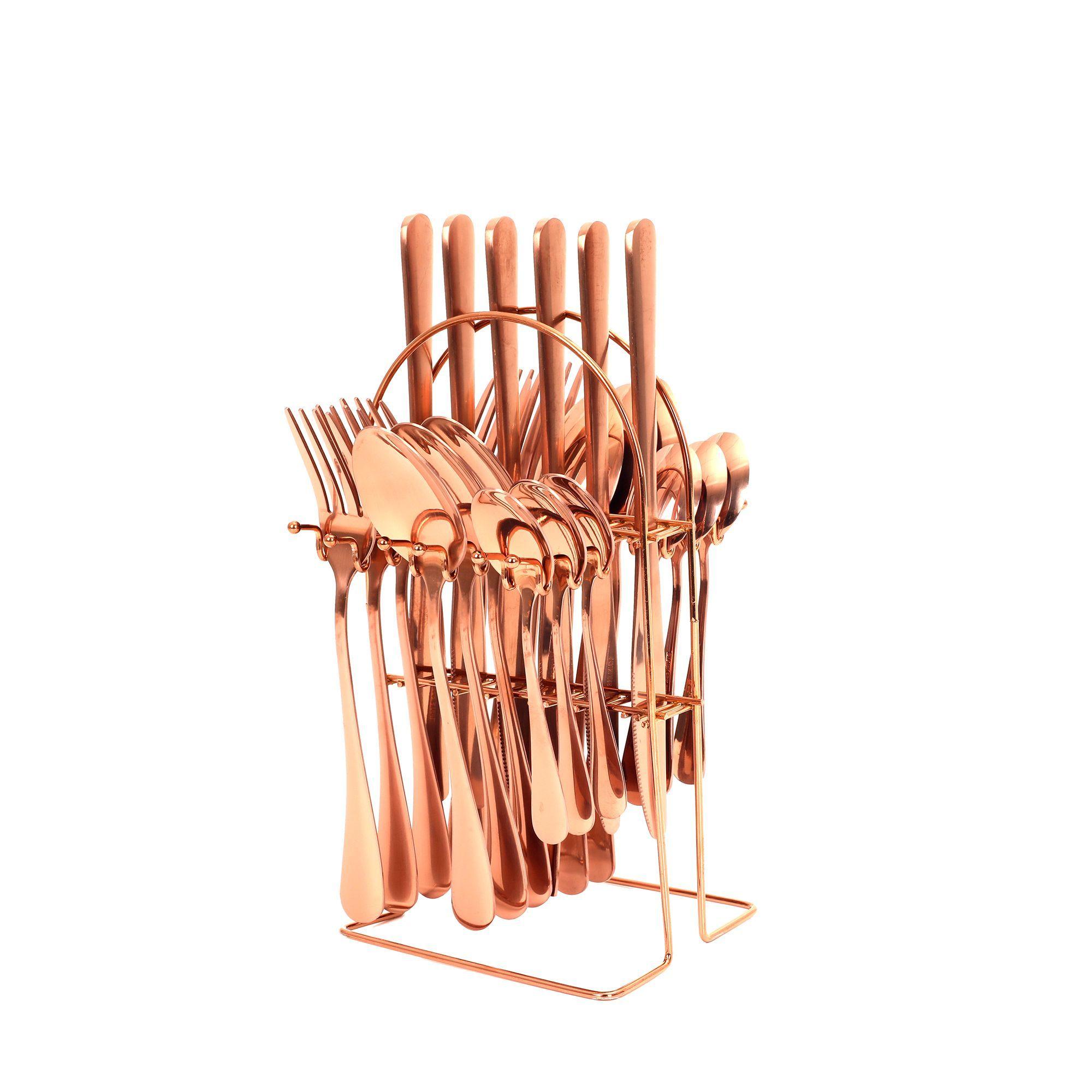 cubiertos 24 piezas Acero inoxidable Color Cobre-0