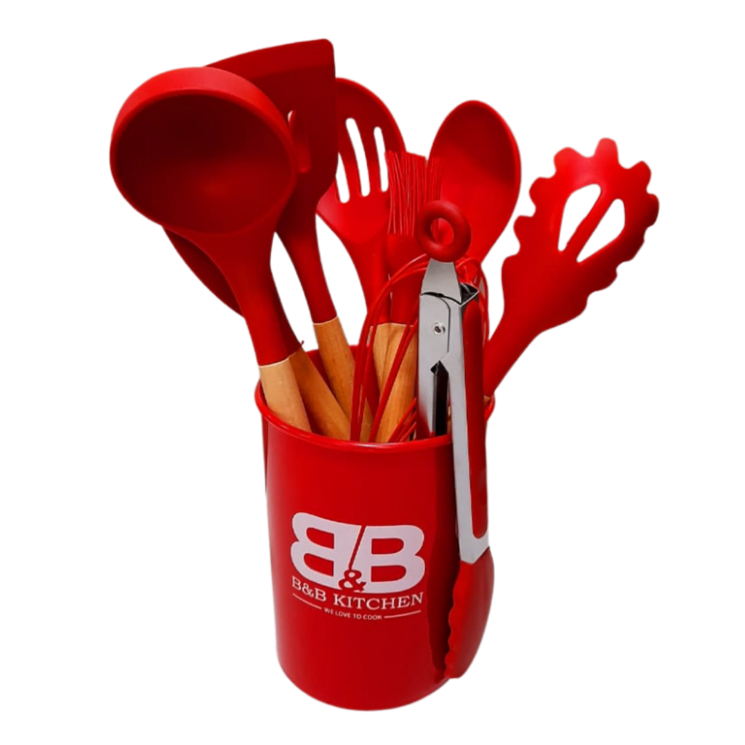 Utensilios De Cocina Silicona  Rojo-0