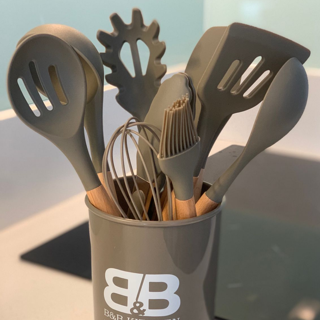 Utensilios De Cocina Silicona Beige Oscuro-2