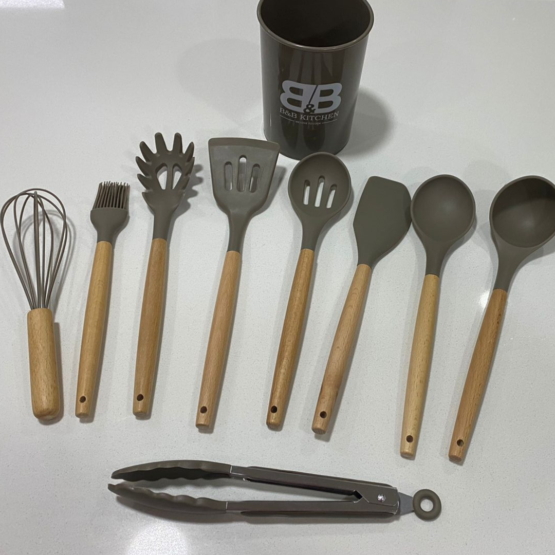 Utensilios De Cocina Silicona Beige Oscuro-3