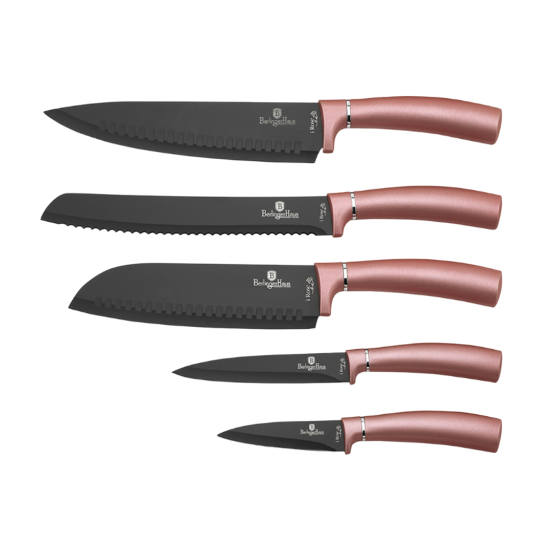Set de cuchillos de 6 piezas color rosa metálico-2