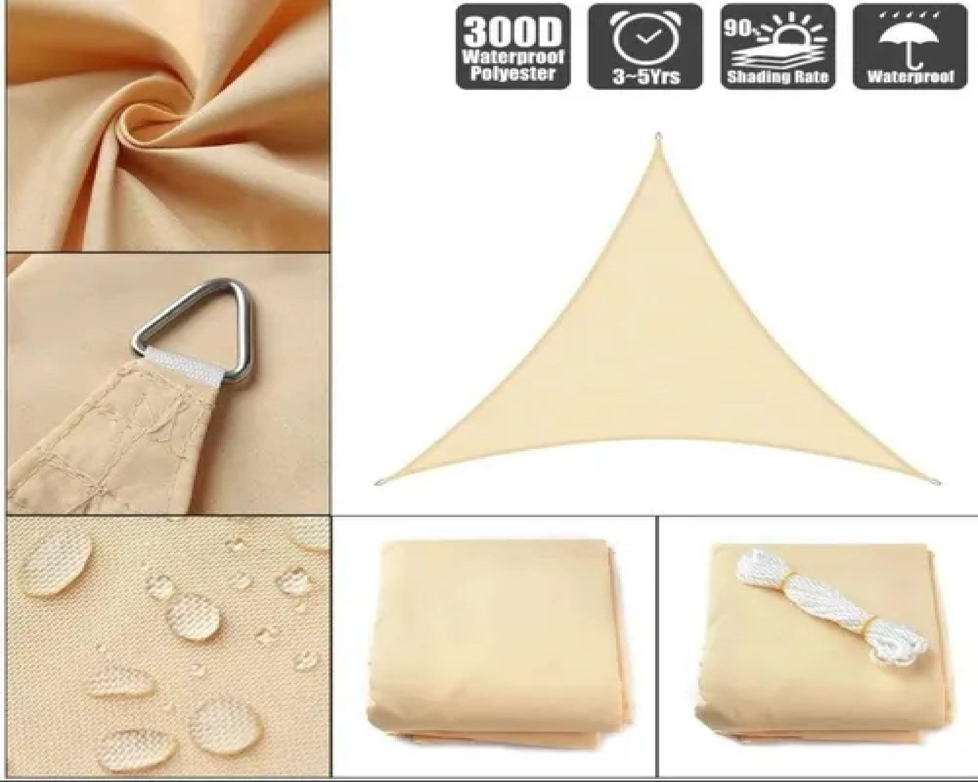 Toldo Vela Sombra Malla Anti-Uv Triangular 4.5 x 4.5 x 4.5 Metros-2