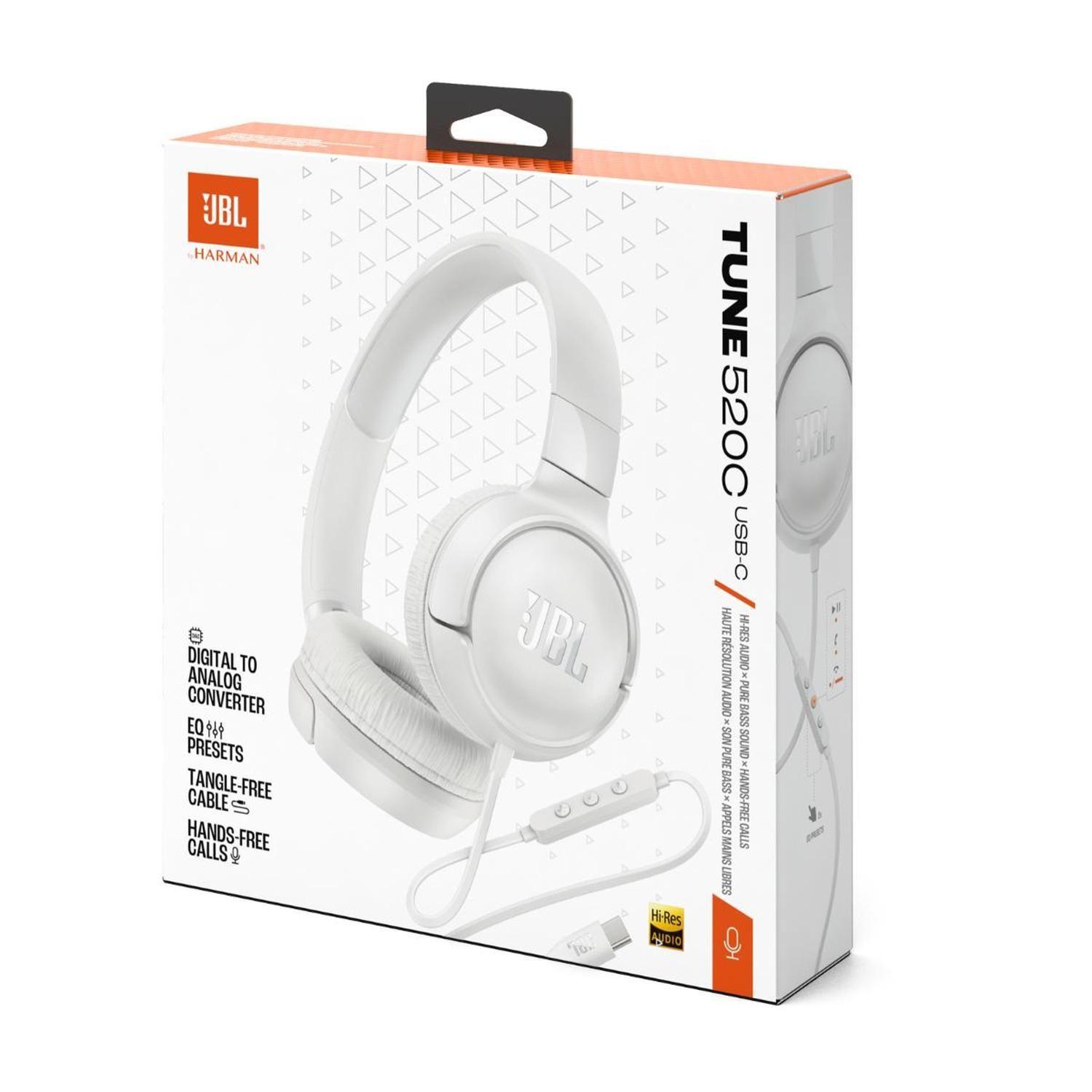 Audífonos JBL Tune 520 con Cable Tipo C White-8