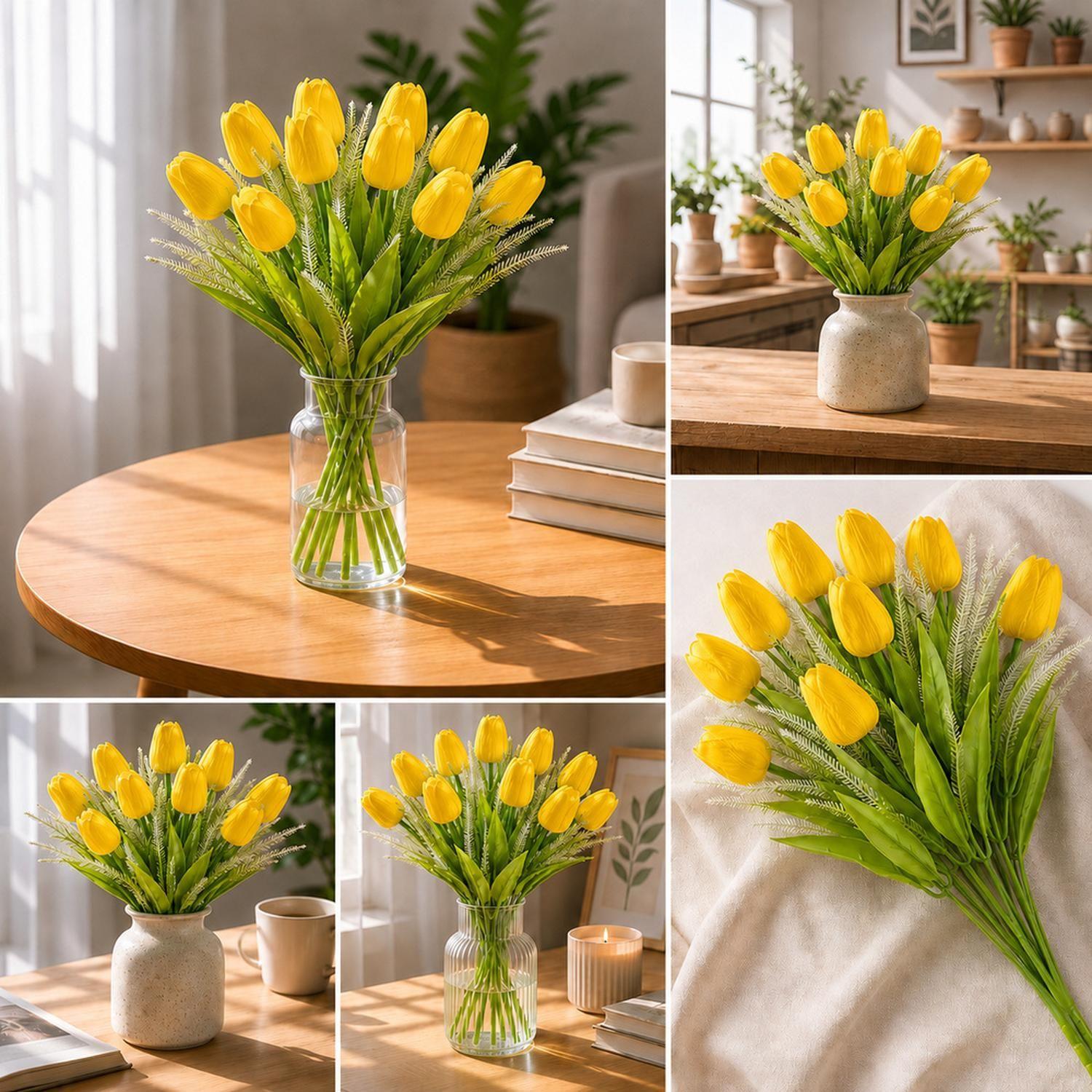 Ramos De 12 Tulipanes Artificiales Flor Decoración Tulipan-2