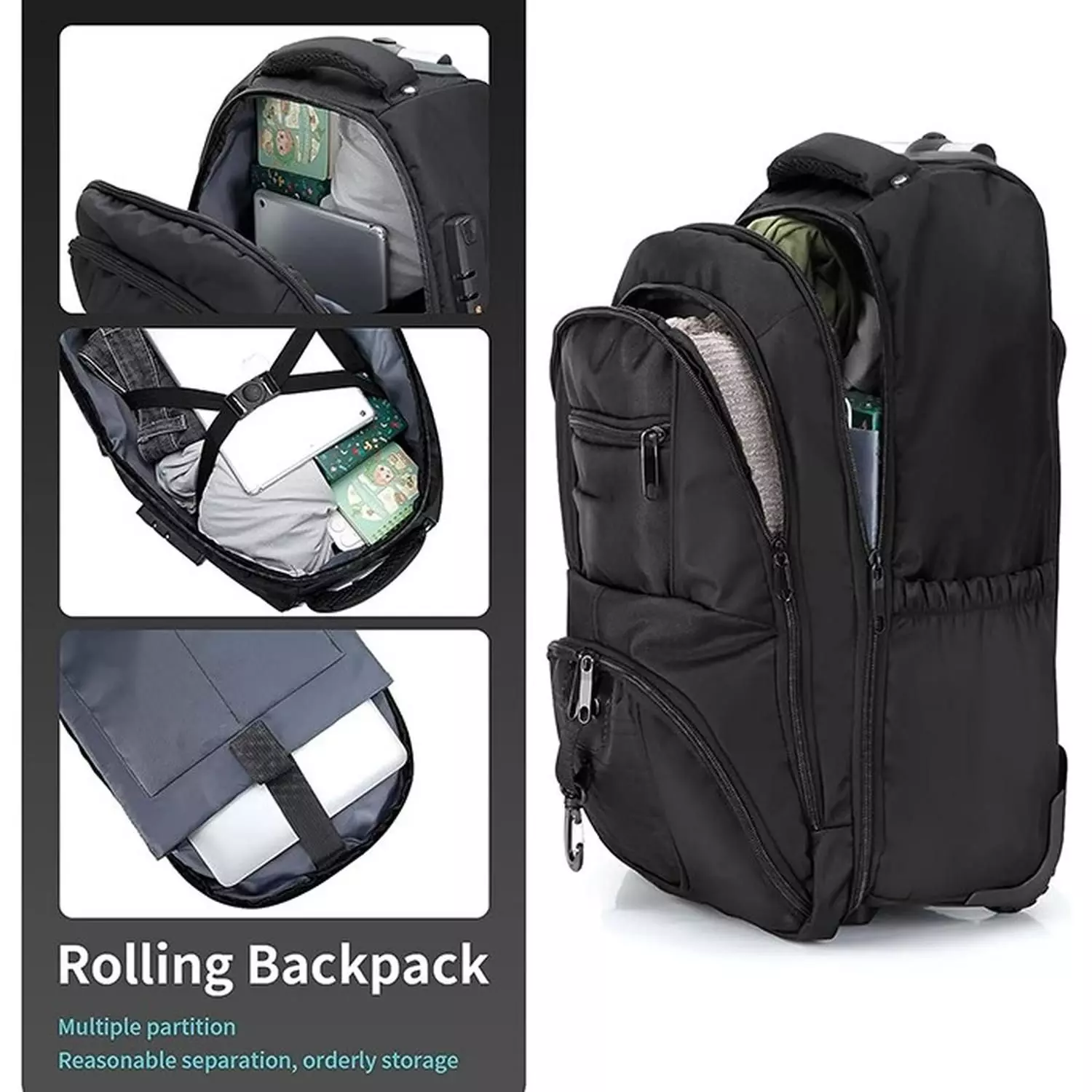 Mochila con Ruedas N Unisex para Portátil de Tela Oxford de 17''-3