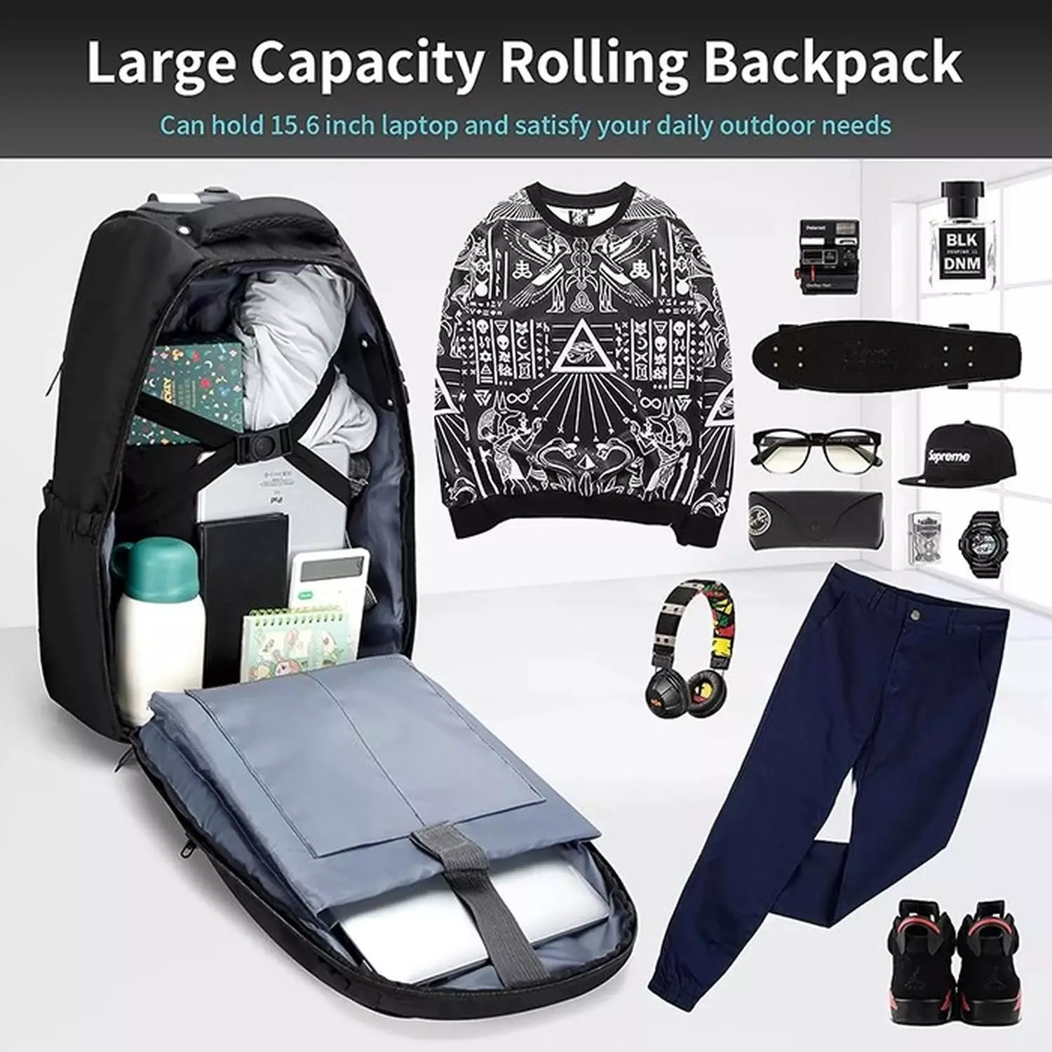 Mochila con Ruedas N Unisex para Portátil de Tela Oxford de 17''-9