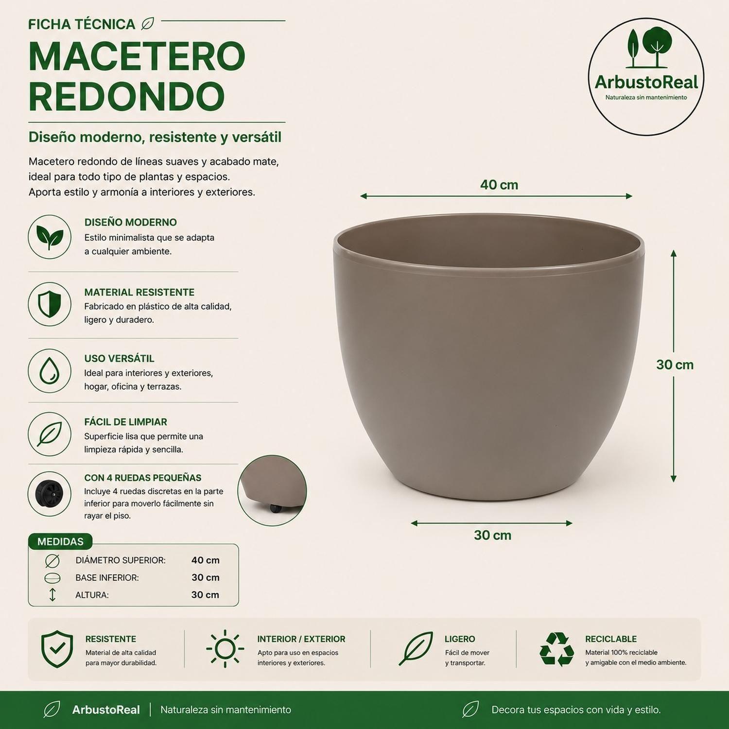 Macetero Nórdico Gris Oscuro L 30 cm 40 x 24 x 30-3