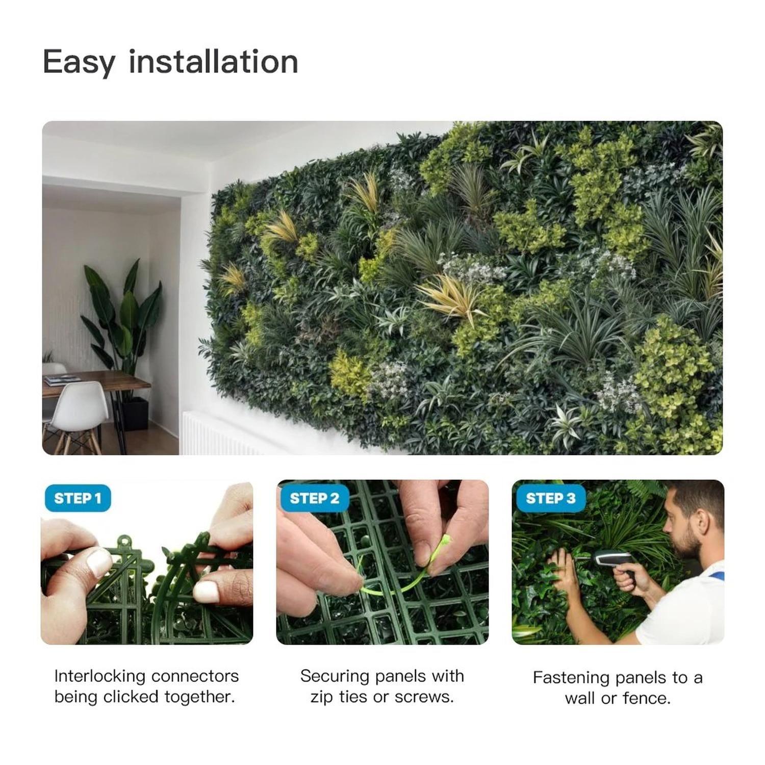 Jardín Muro Vertical Artificial A Palmeta Plantas 60x40 Cm-3