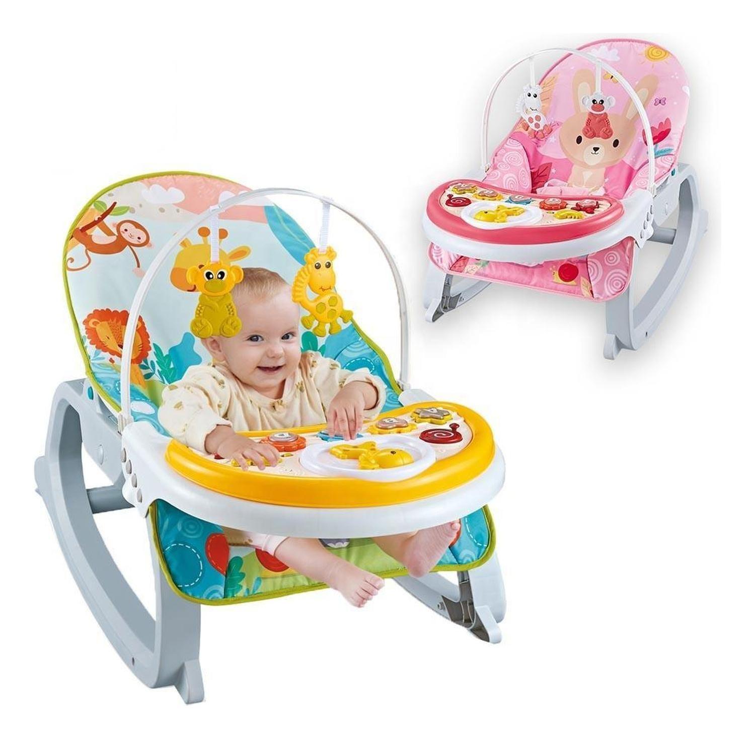 Juguete Silla Mecedora Vibradora 3 En1 Sonidos Infantil Celeste-0