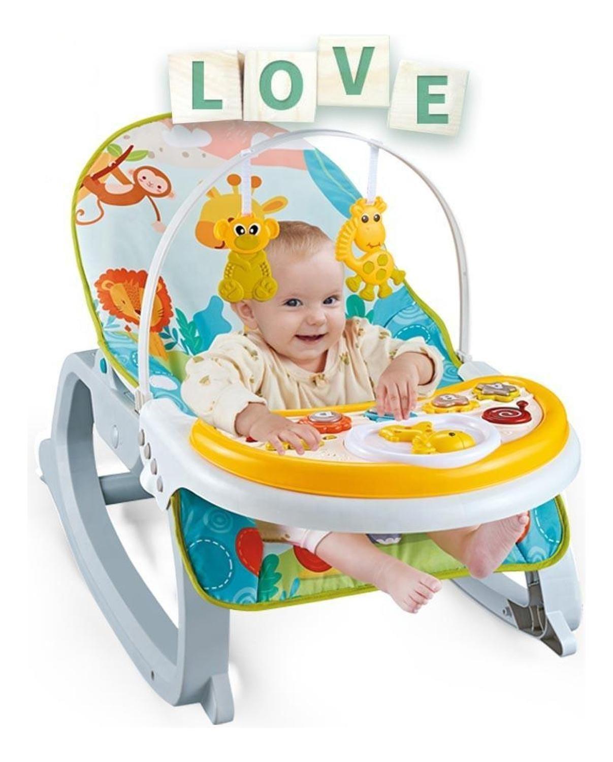 Juguete Silla Mecedora Vibradora 3 En1 Sonidos Infantil Celeste-1