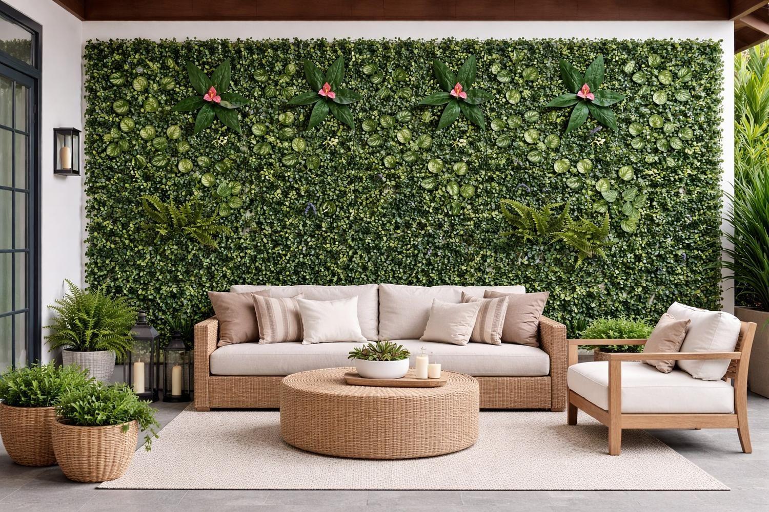 Jardín Muro vertical artificial E palmeta Plantas 60x40 cm-4