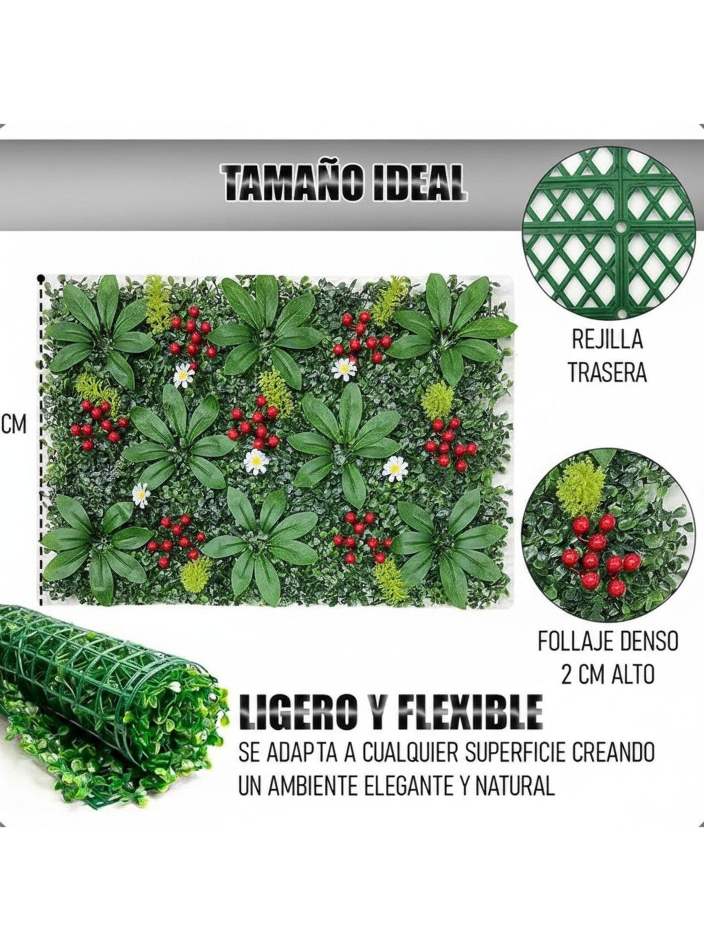 Jardín Muro vertical artificial E palmeta Plantas 60x40 cm-6