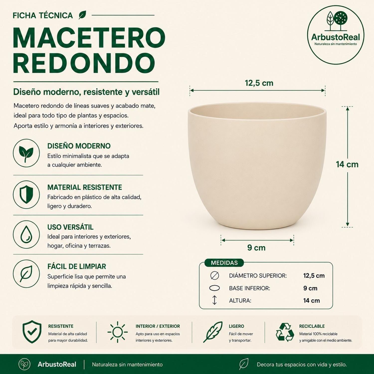 Macetero Nordico Redondo 14x12.5 cm Interior Decoraciòn-8