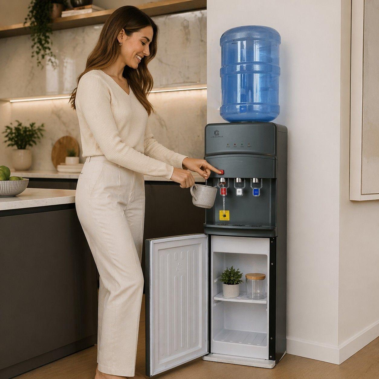 Dispensador De Agua Pedestal Compresor 2 Llaves C/gaveta Blanco-1