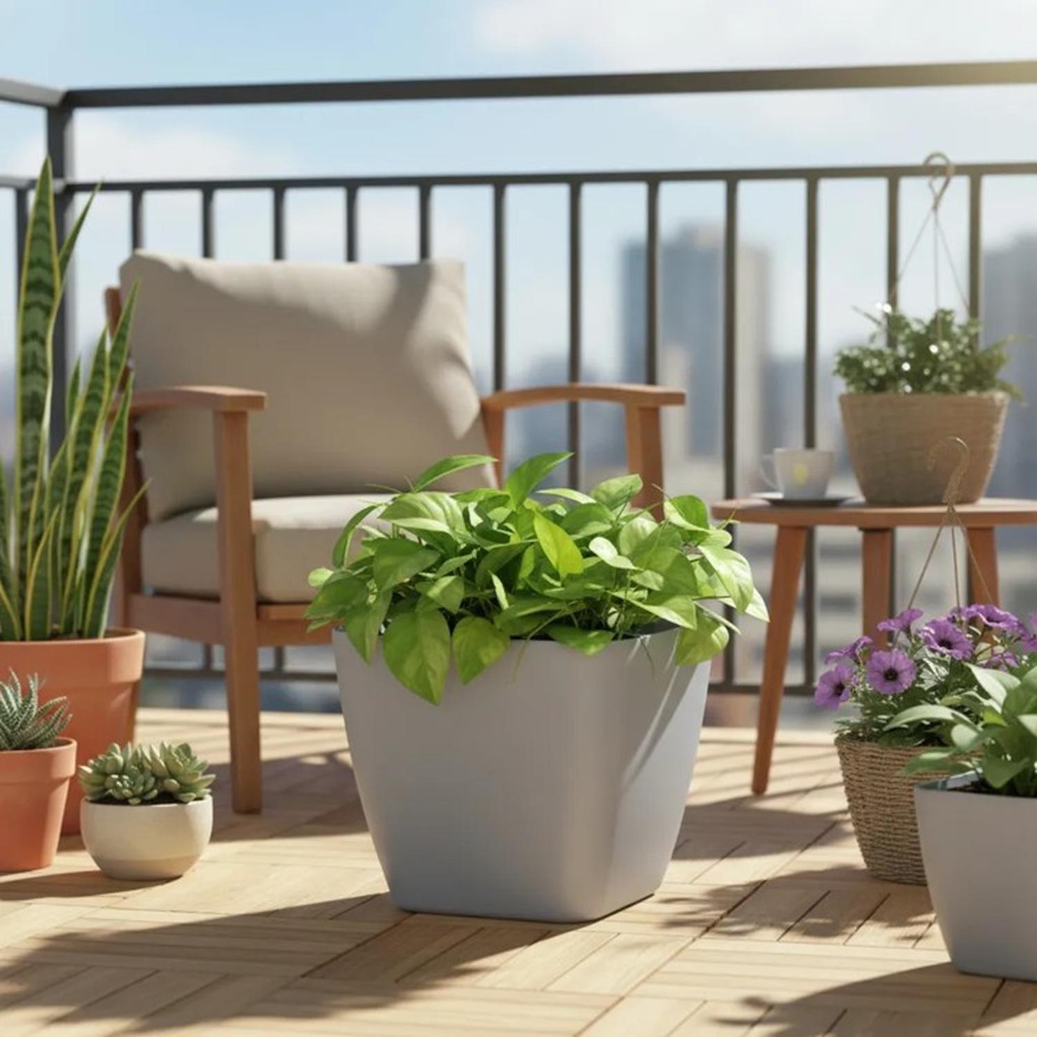 Macetero Nórdico Beige L 40 cm 40 x 24 x 30-2