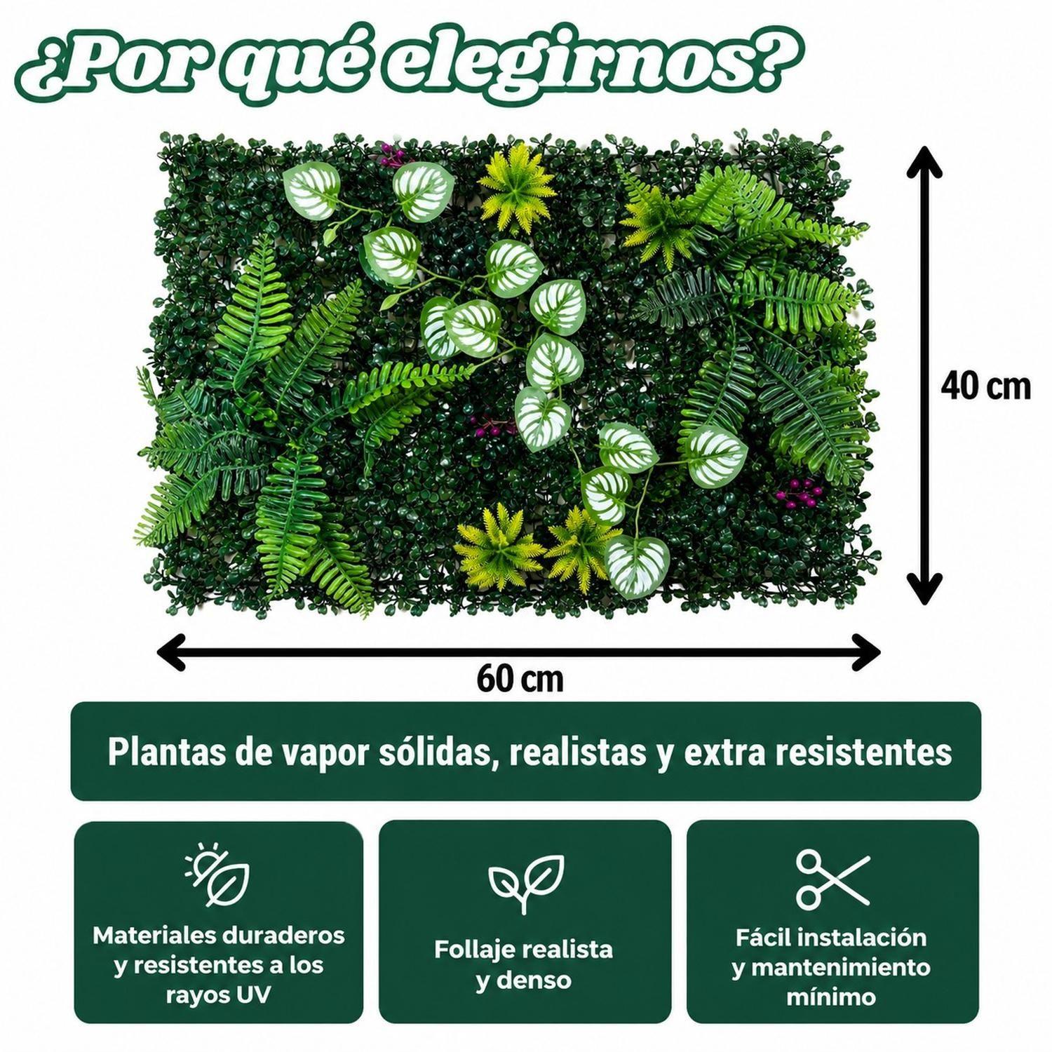 Jardín Muro Vertical Artificial D palmeta Plantas 60x40 cm-2