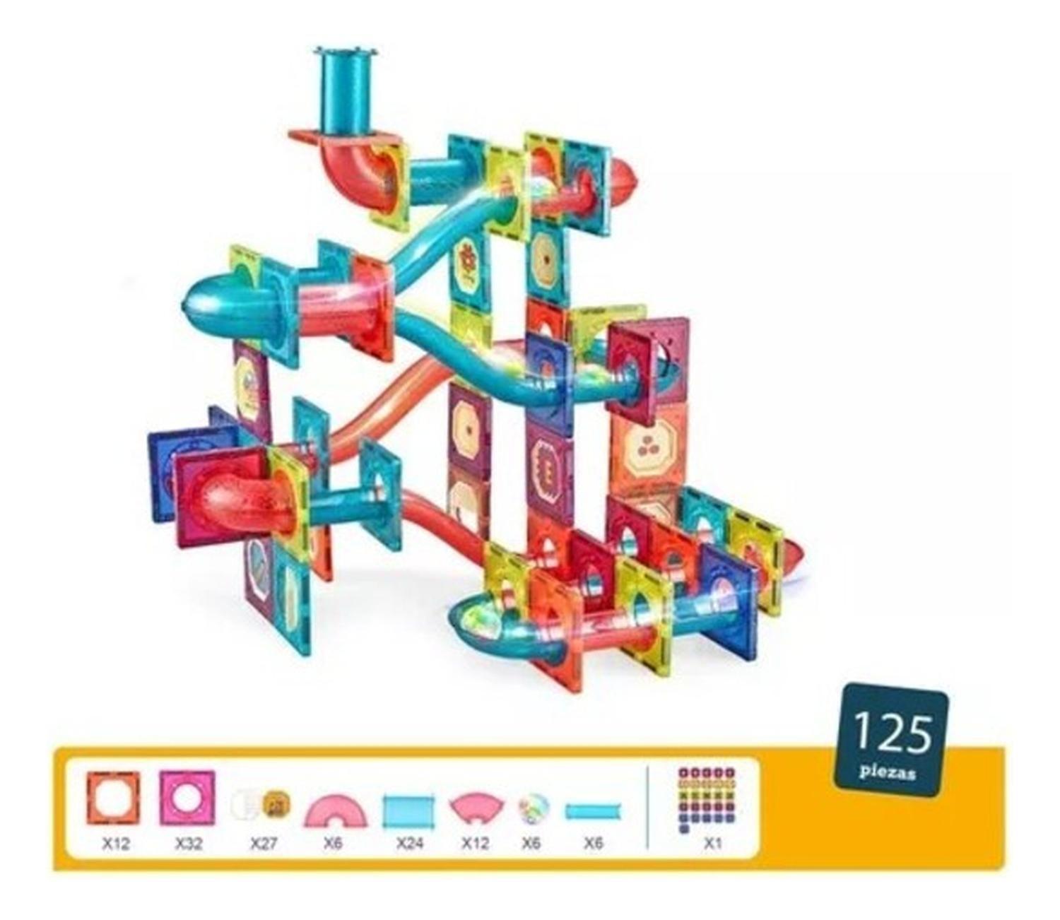 Juego De Bloques Magnéticos 125 Piezas Pista Con Pelotas 125-7