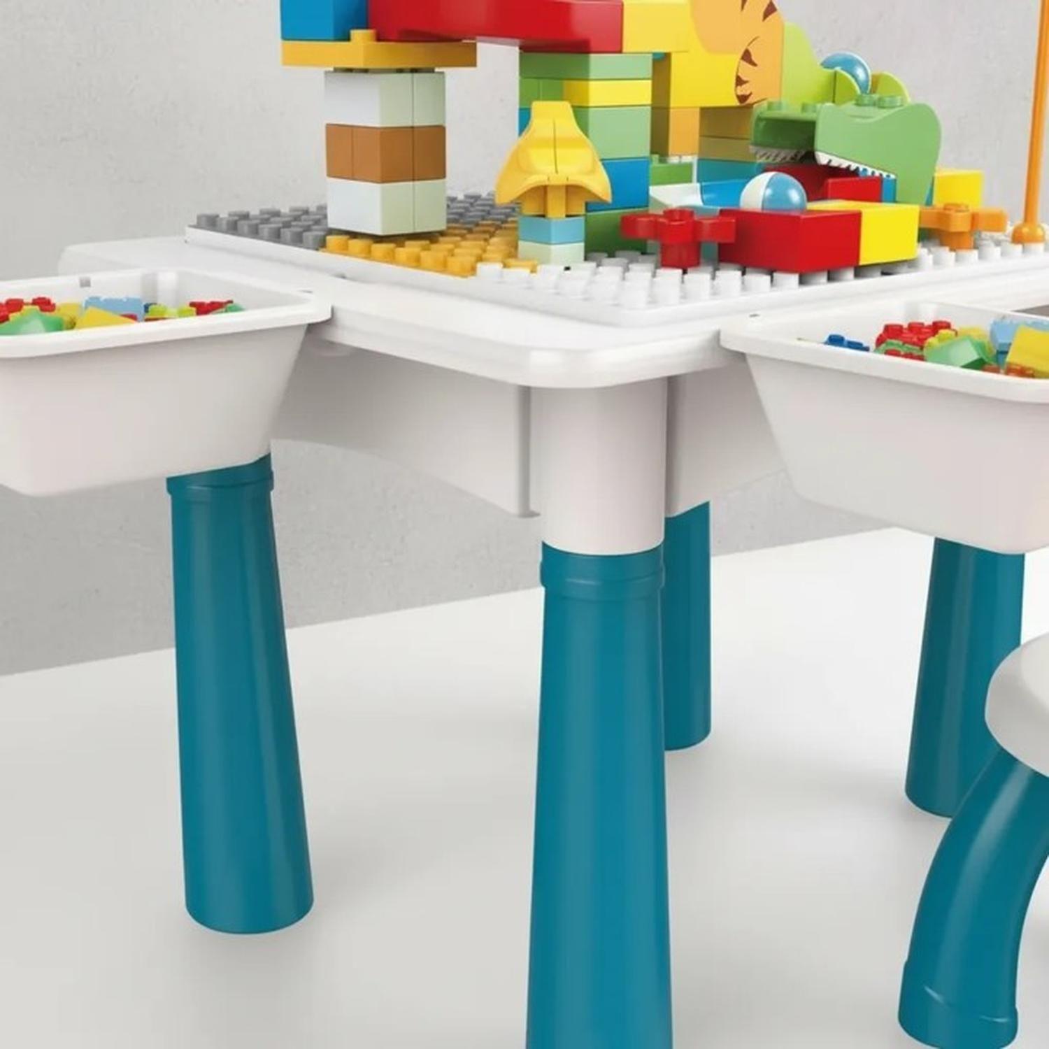 Mesa Didactica De Bloques Construcción c/silla 104 Pcs 6 en 1 Juguete-2