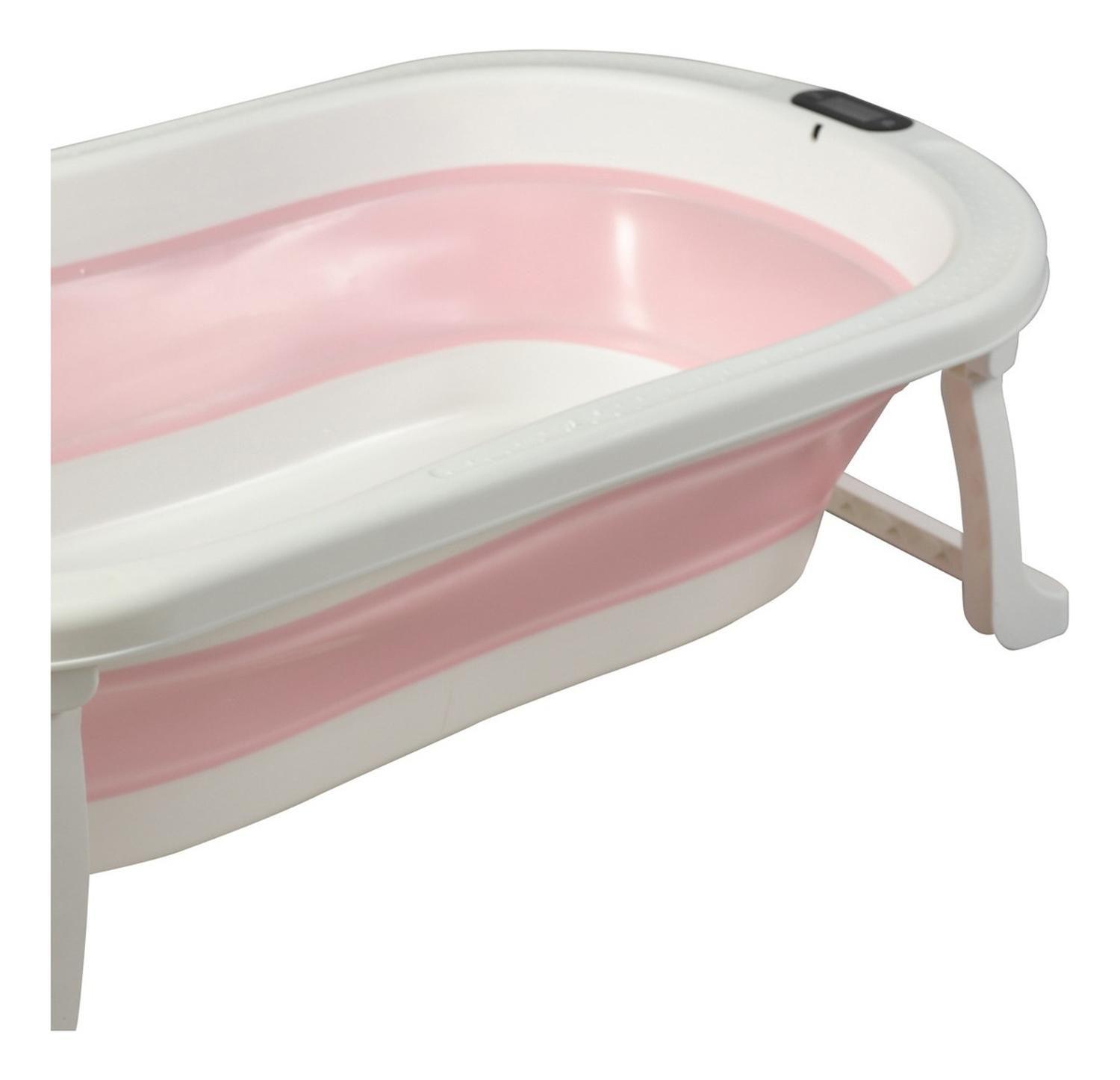 Bañera Plegable Bebé + Malla + Termómetro | Jagima Rosa Bañera Digital-5