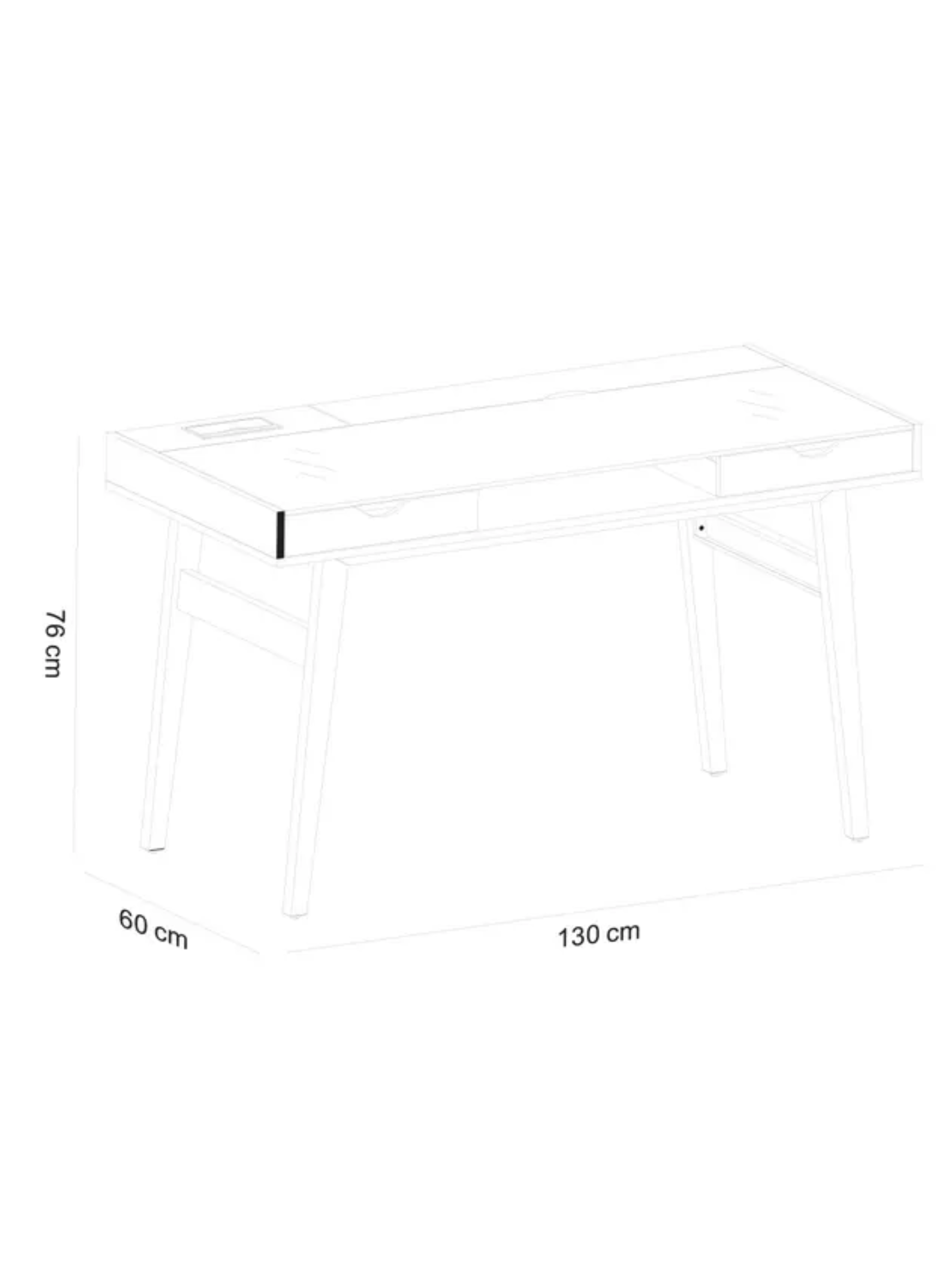 Escritorio 2 Cajones Effektiv roble negro 76x130x60 cm M Design-4