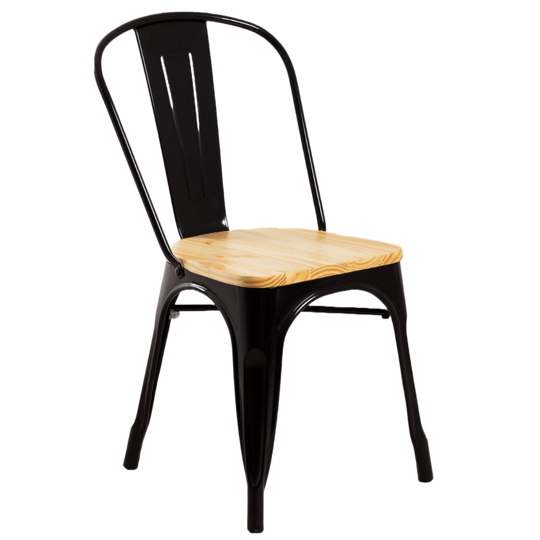 Pack de sillas Tolix con asiento de Madera - 6 unidades-0