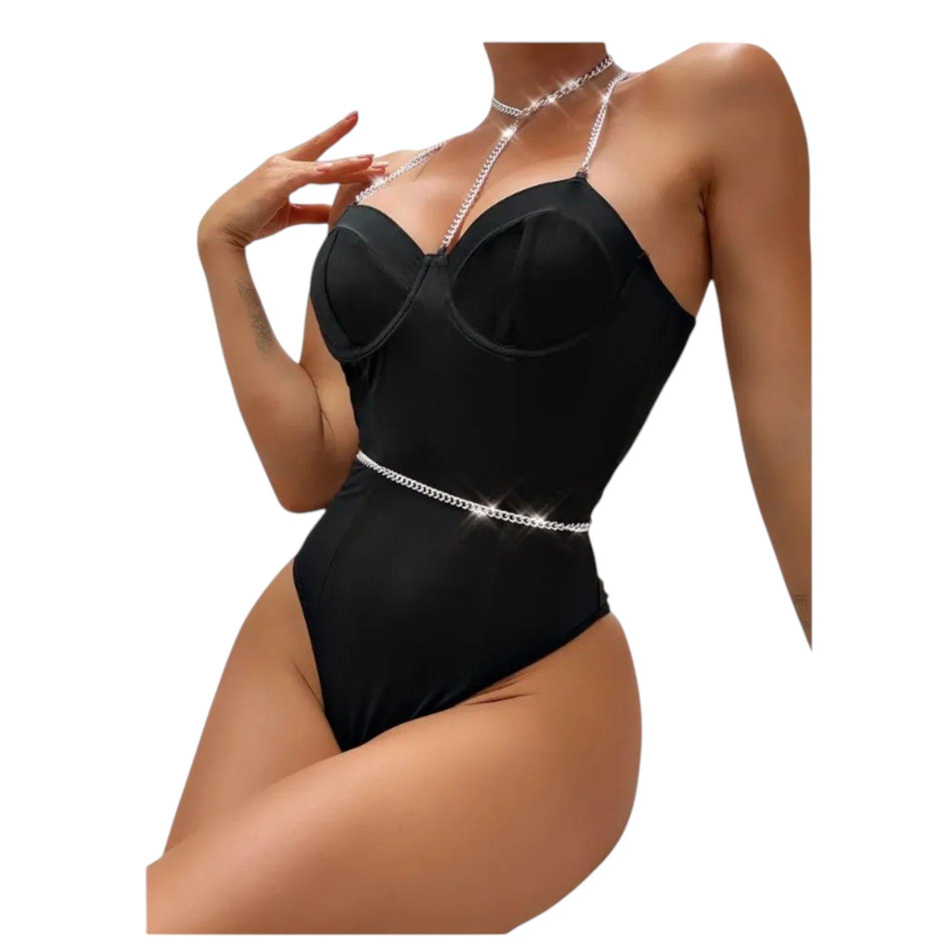 Body Para Mujer Con Tirantes De Cadena Y Espalda Descubierta-2