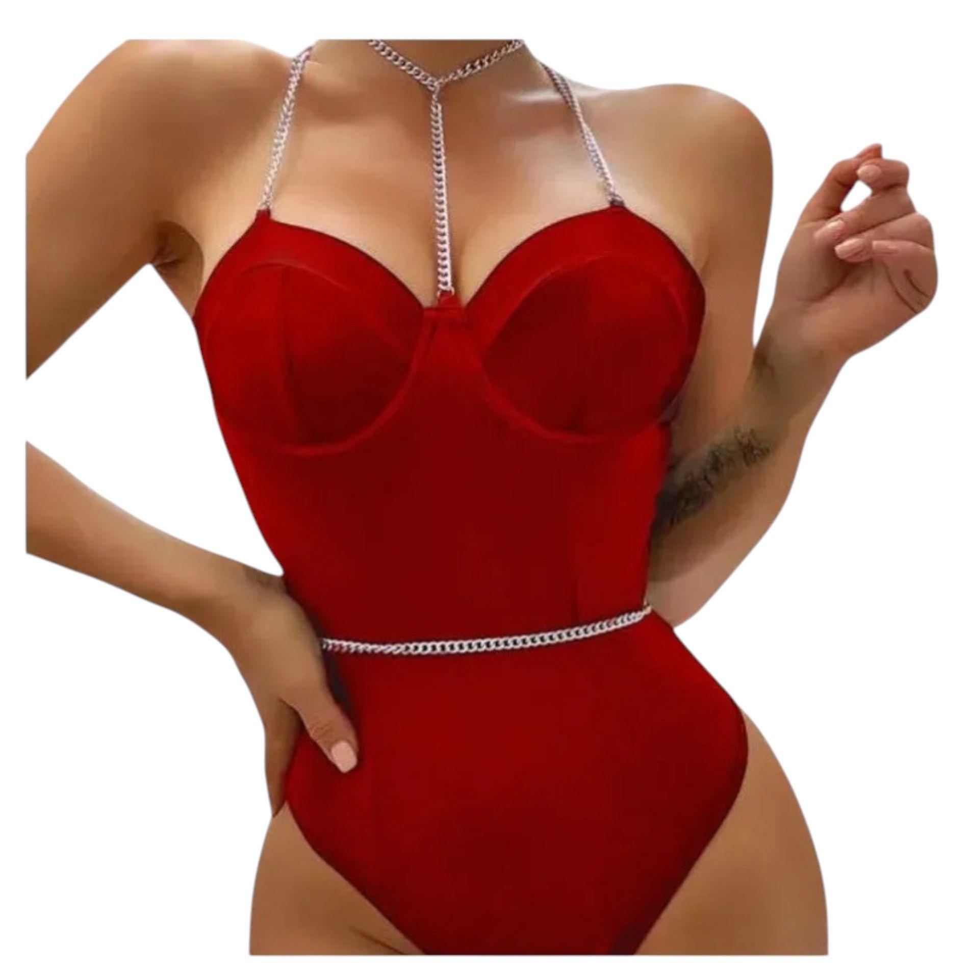 Body Para Mujer Con Tirantes De Cadena Y Espalda Descubierta-0