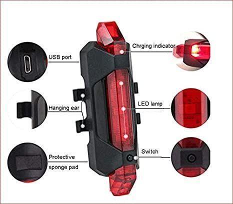 Luz LED Rojo Recargable para Bicicleta-2