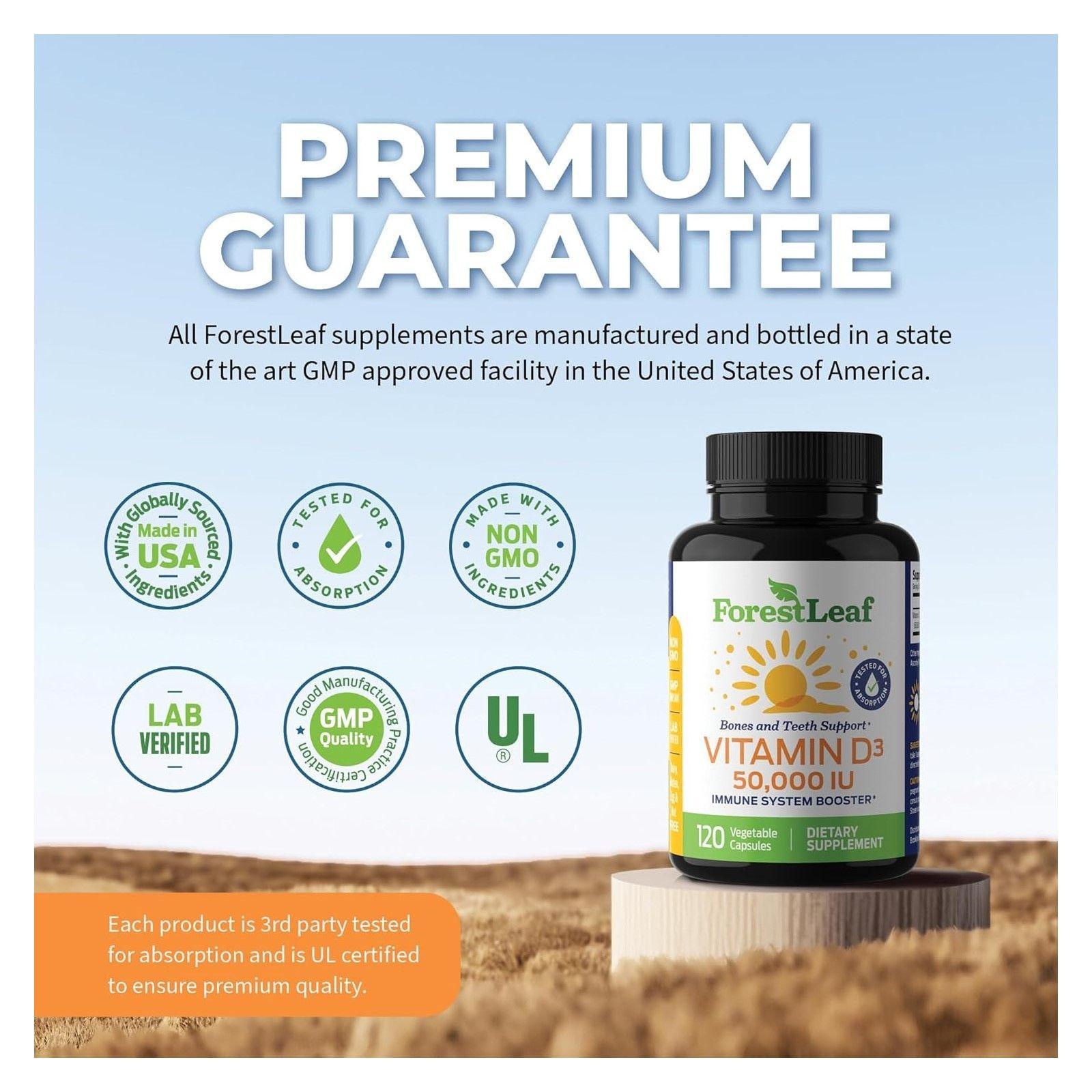 Forest Leaf Vitamina D Cholecalciferol D3 50000ui 1250mcg 120 caps-2