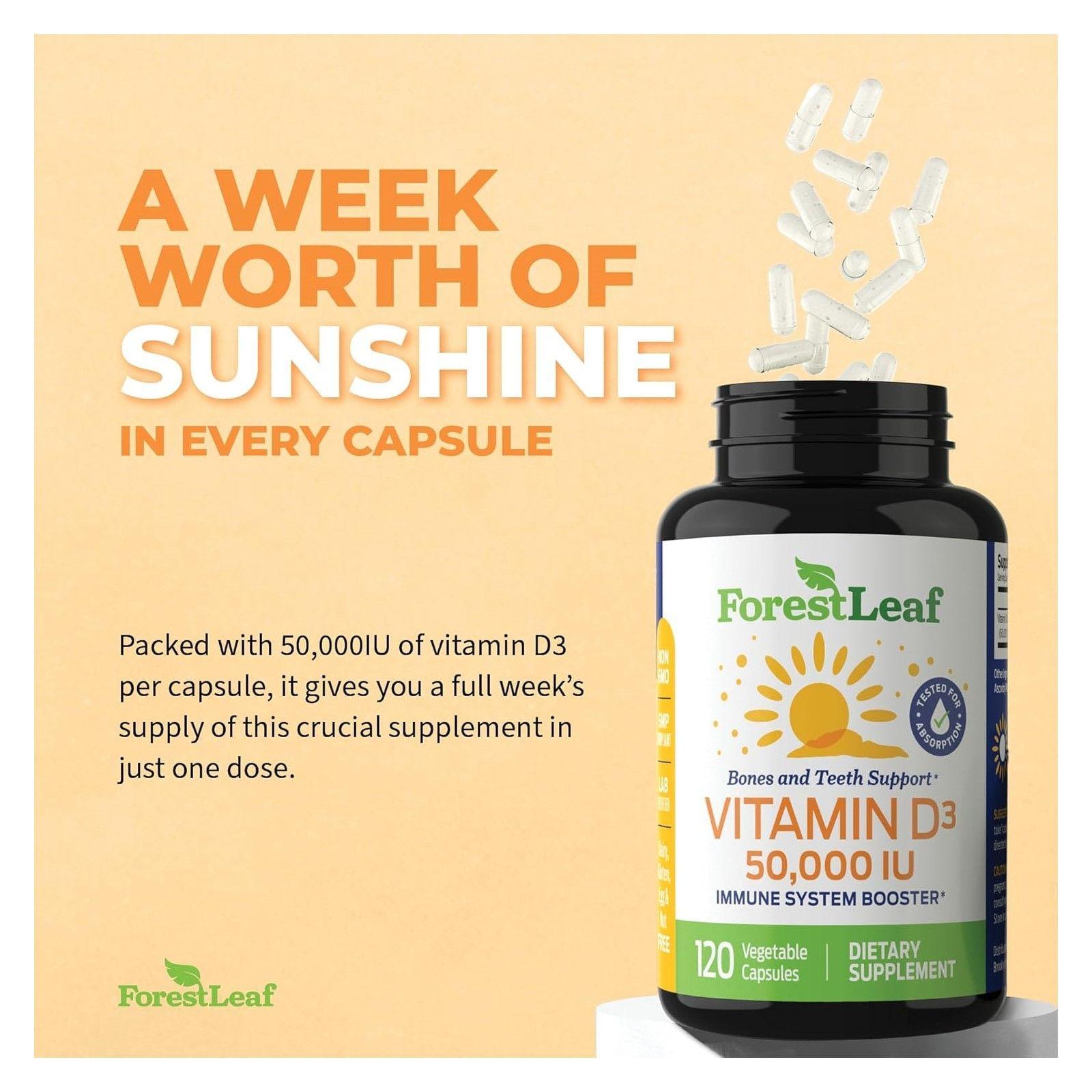 Forest Leaf Vitamina D Cholecalciferol D3 50000ui 1250mcg 120 caps-3