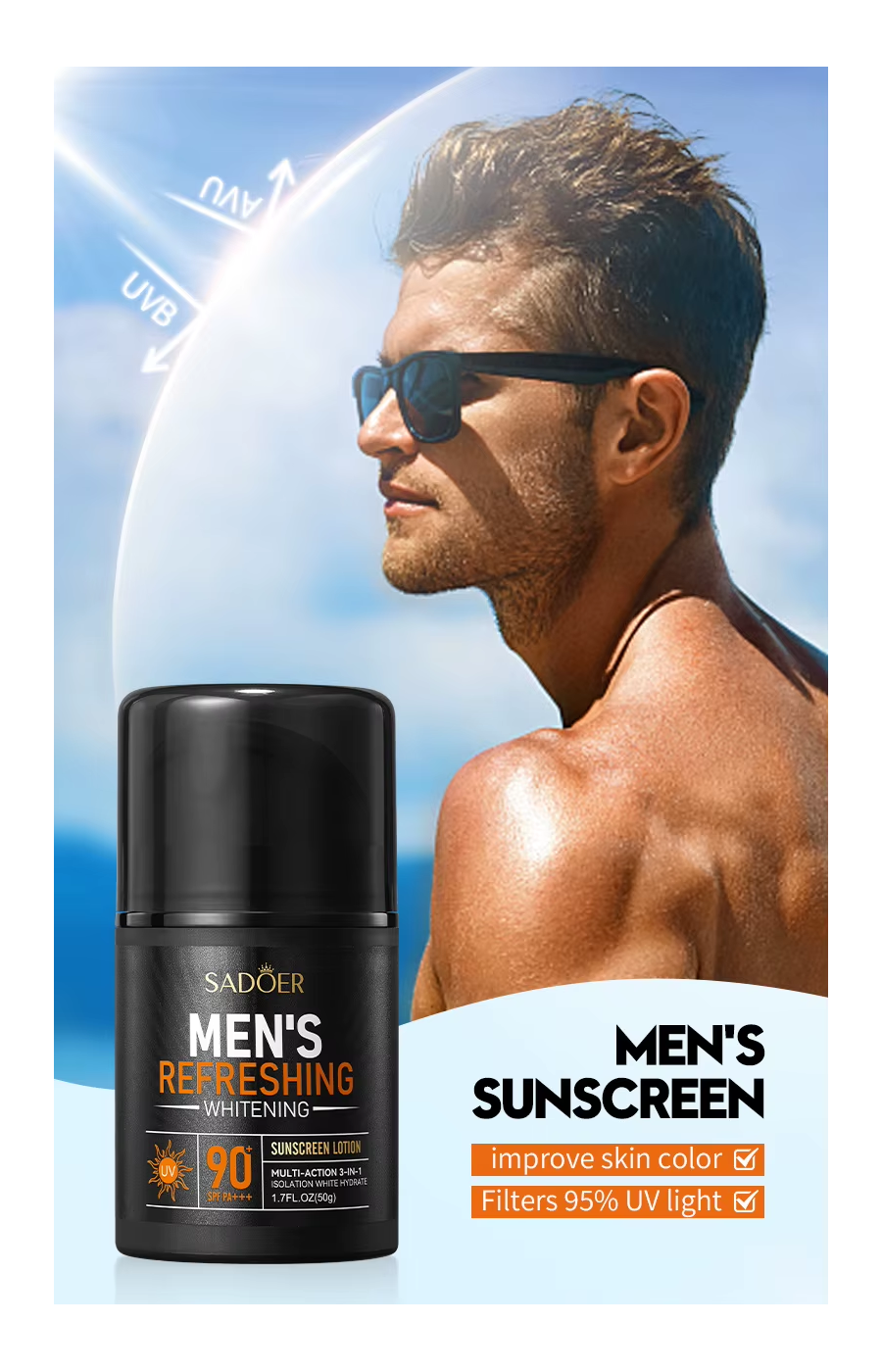 Sadoer Protector Solar Hombre Mens Refreshing Crema Spf 90-7