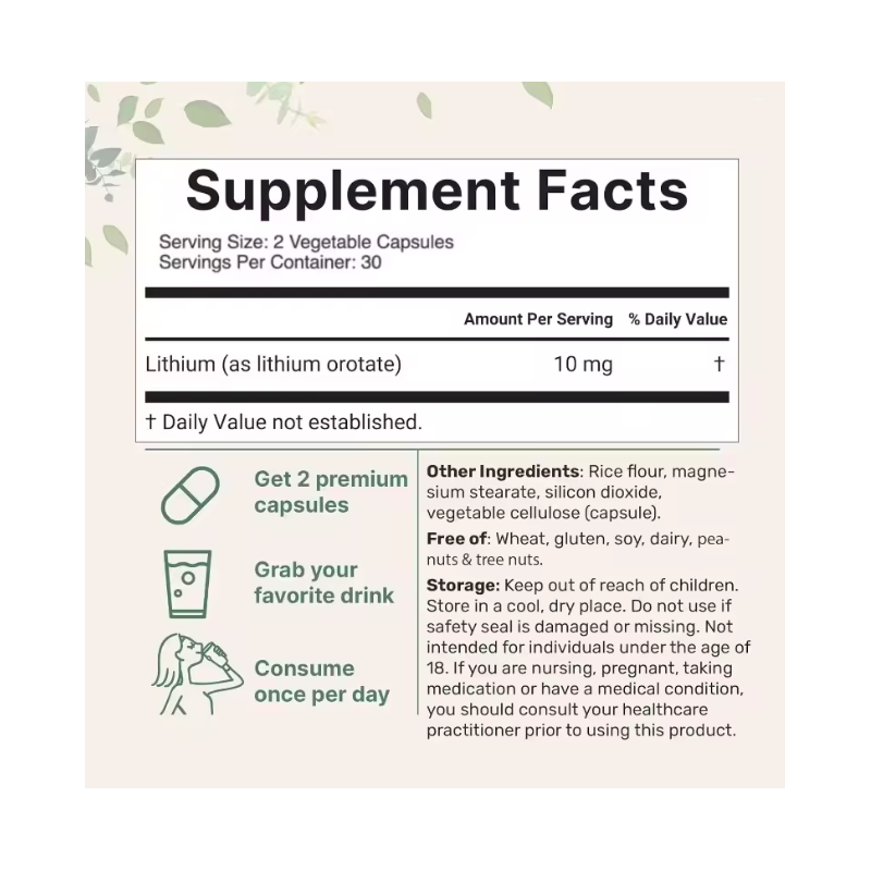 Suplemento Orotato De Litio Enfoque Bienestar 10mg 60 Cap-5