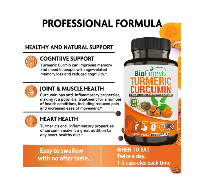 Curcuma Turmeric 1500mg Cuidado Inflamaciones Y Dolores 120c-2