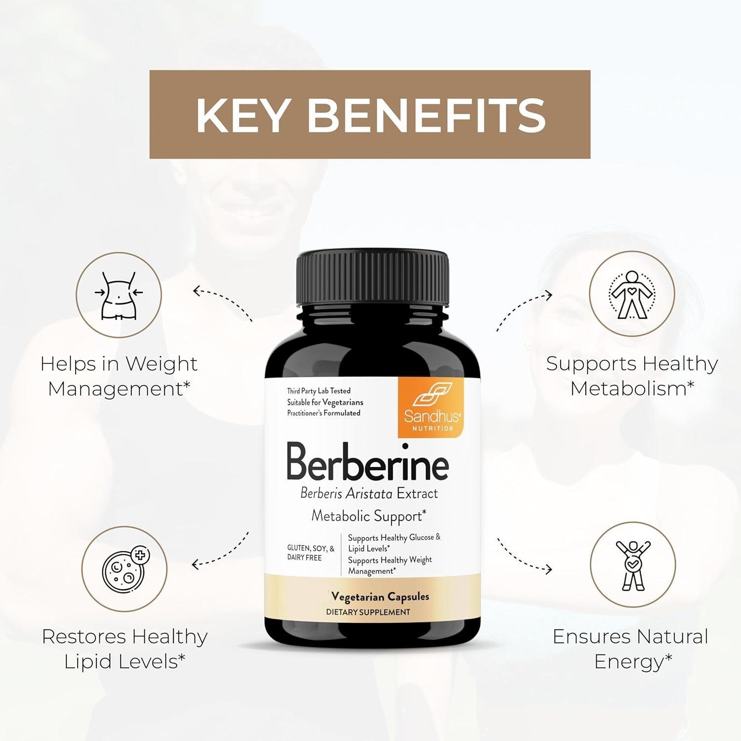 Berberina Hcl 500mg Sandhus Para Controlar Niveles De Azucar 120 caps-3