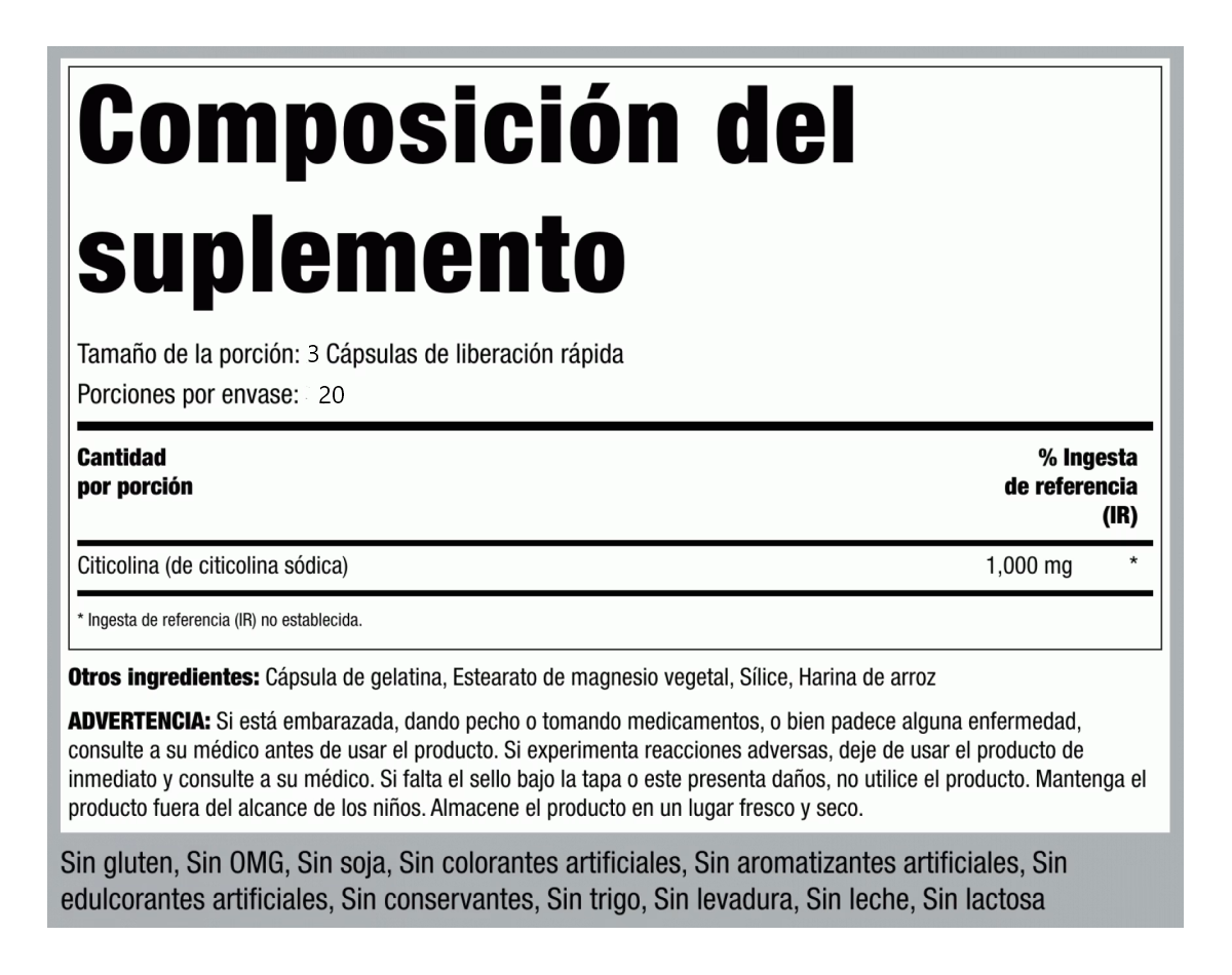 Citicolina Cdp Colina 1000mg Memoria Saludable Concentracion-5