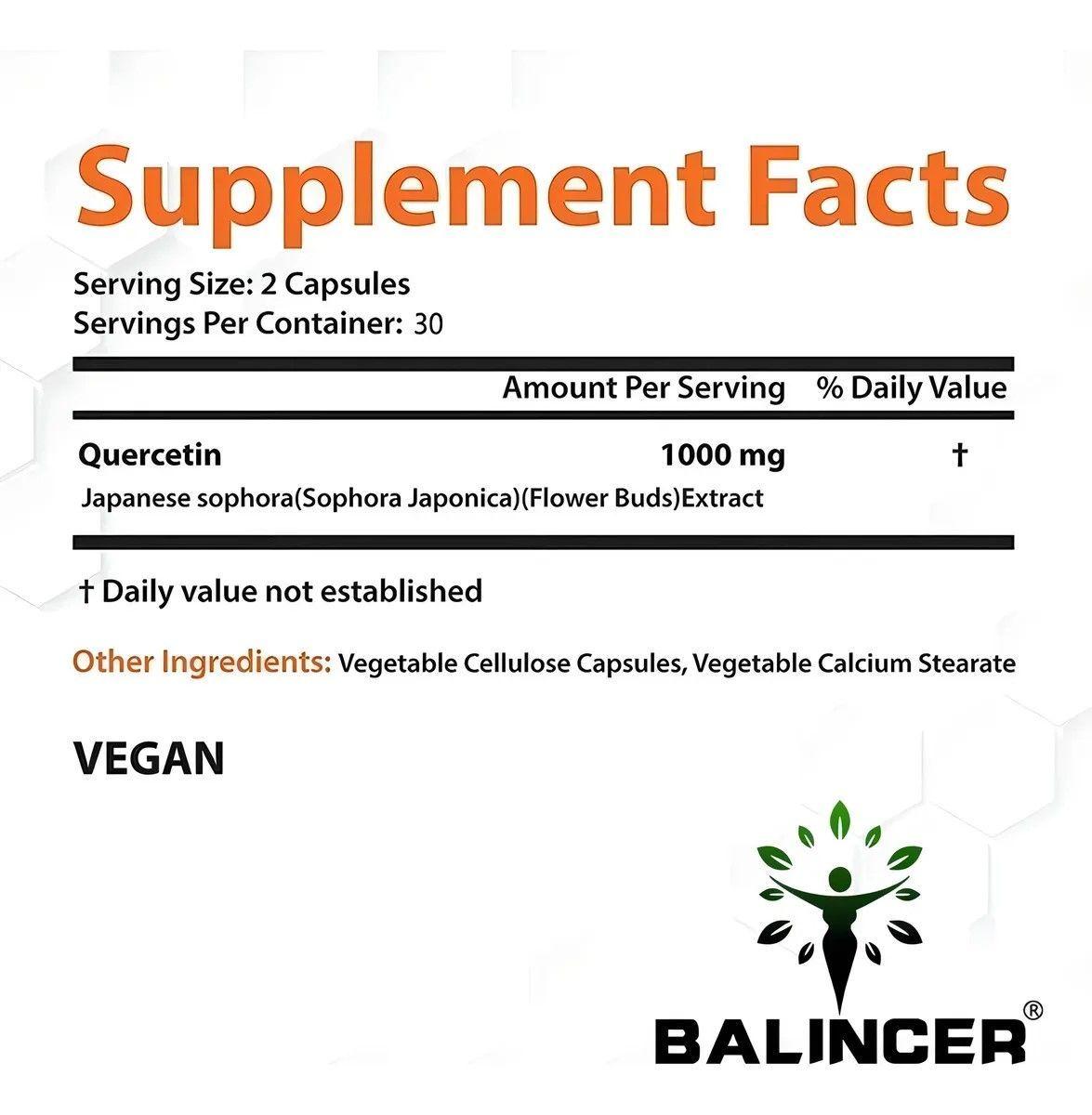 Balincer Quercetin 1000mg Quercetina Potencia el Sistema Inmune 60 caps-5