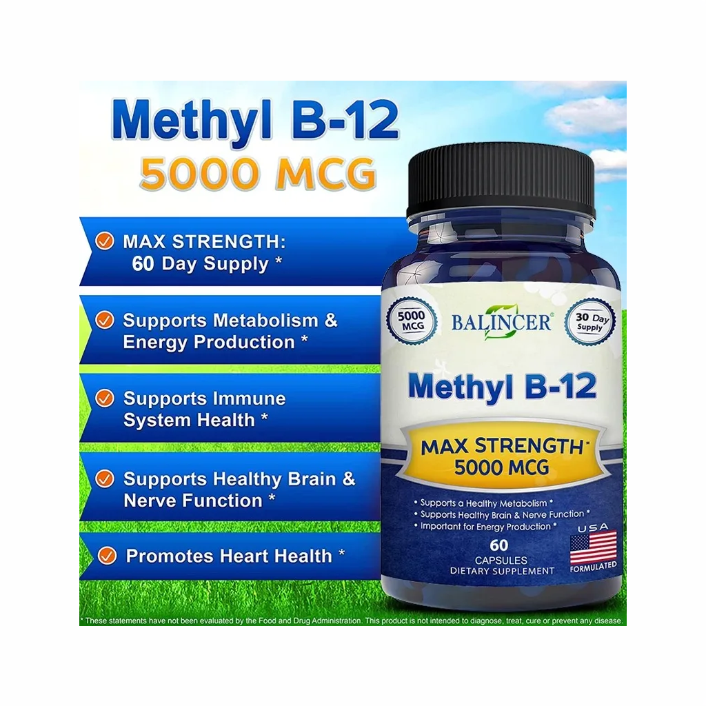 Balincer B12 Vitamina B12 5000mcg Metilcobalamina 60 Caps 60 Cápsulas-5