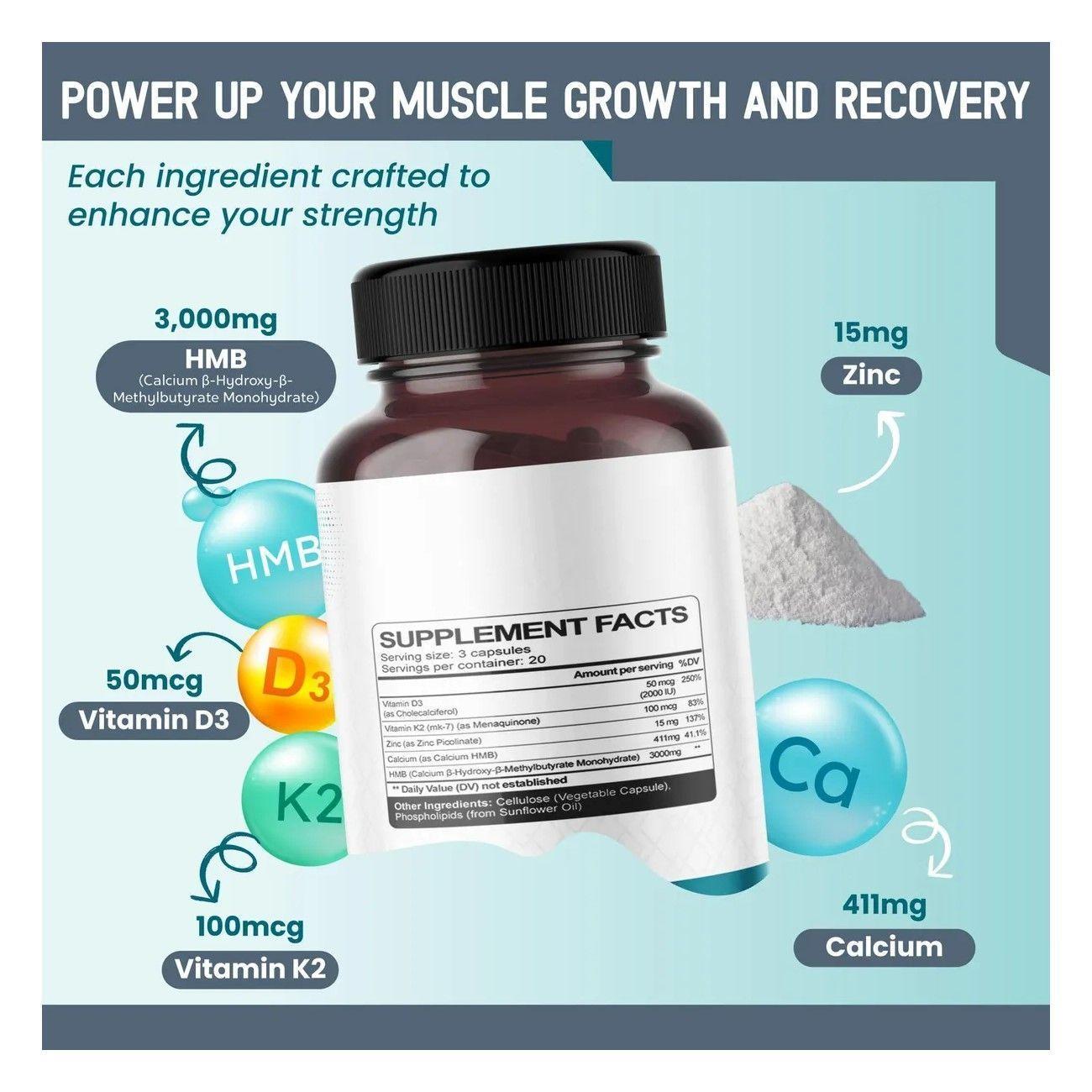 Hmb Liposomal B-hydroxy B-methyl Butyrate 3000mg Aminoacidos 60 caps-5