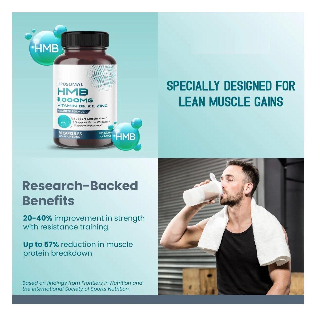 Hmb Liposomal B-hydroxy B-methyl Butyrate 3000mg Aminoacidos 60 caps-7