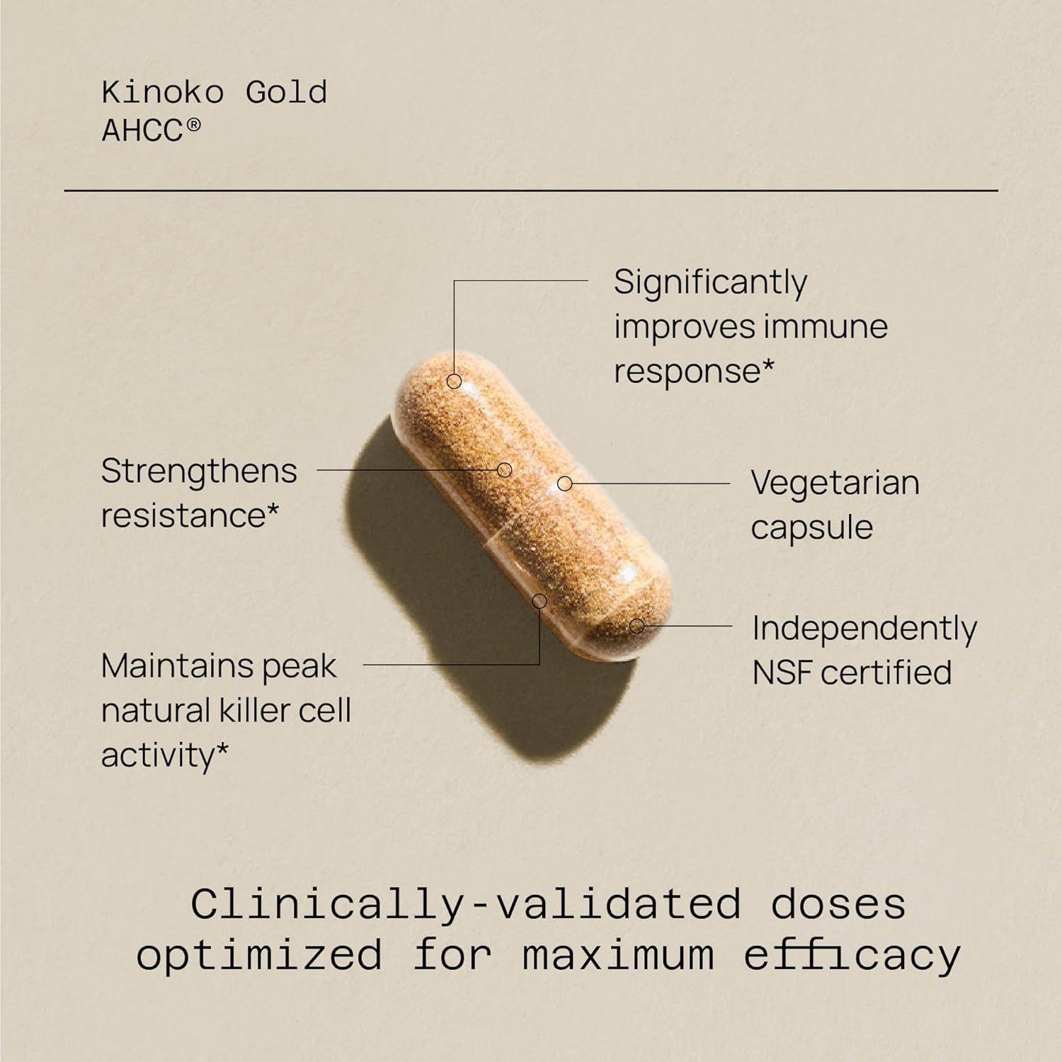 Ahcc Kinoko Gold 1000mg Para Inmunidad y Actividad Celular Negativa 60 caps-2