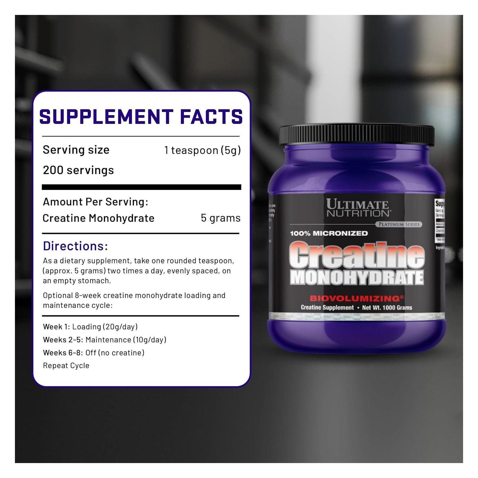 Ultimate Nutrition Creatina Monohidrato Micronizada Pura 1kg-6